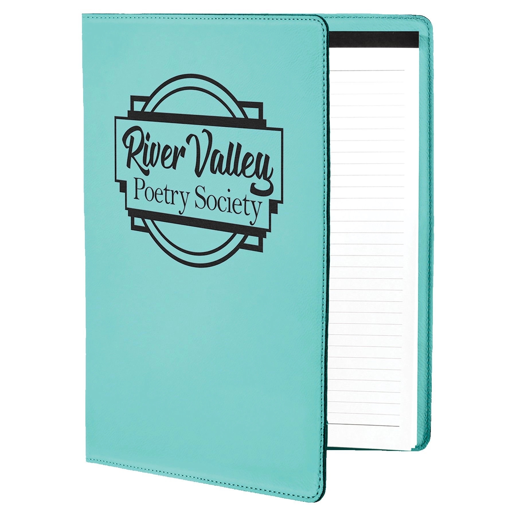 Teal Laserable Leatherette Small Portfolio w/Notepad (7" x 9'') 2