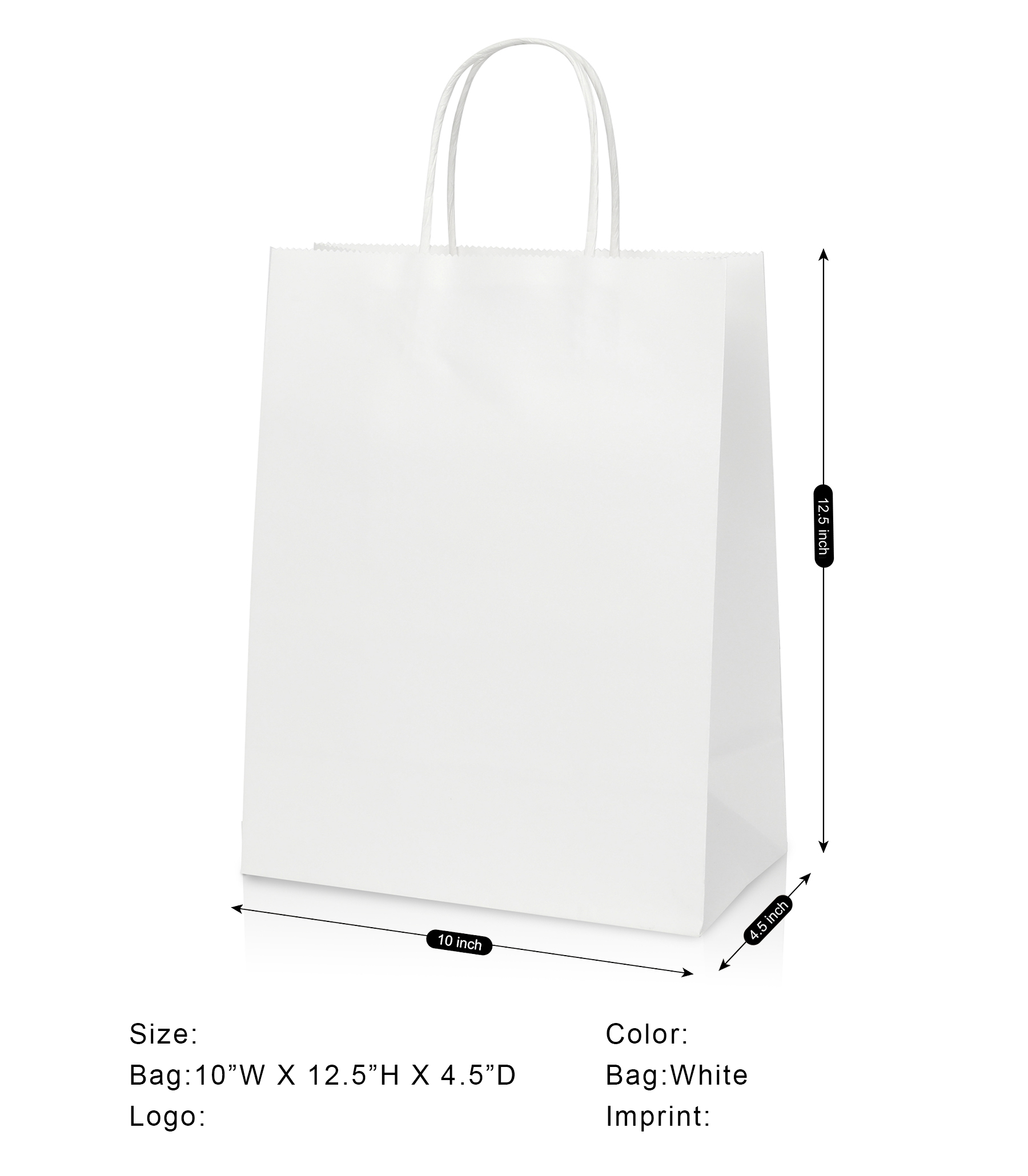 White Kraft Paper Shopper Tote Bag 10