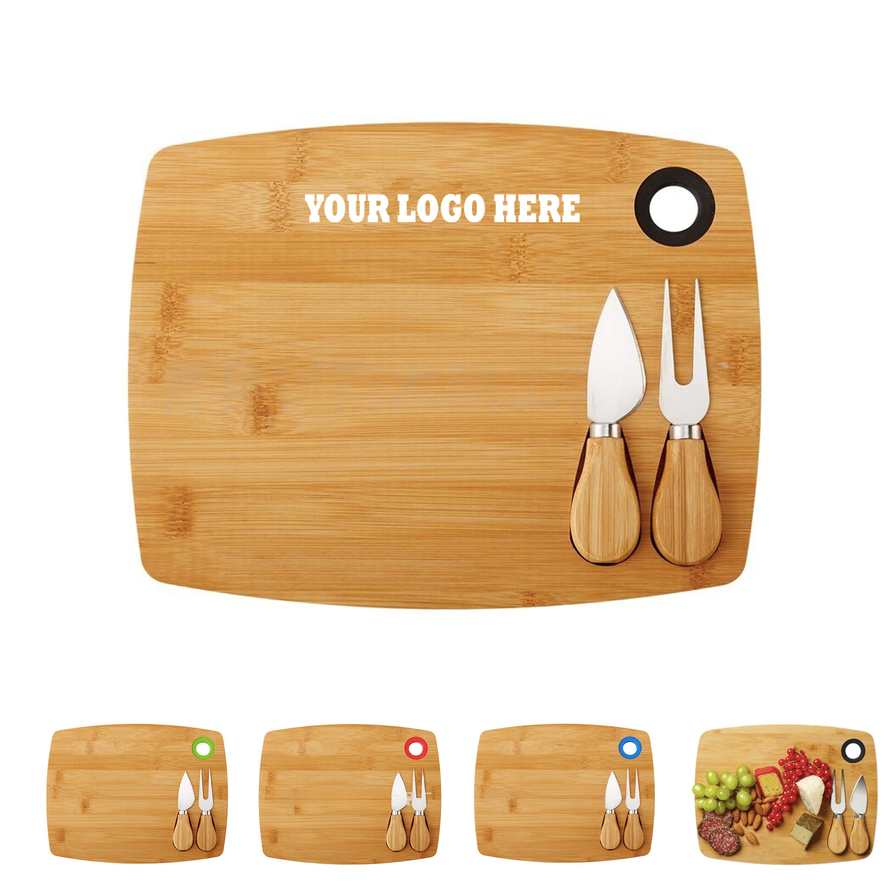 3 Piece Bamboo Cheese Board Set 2