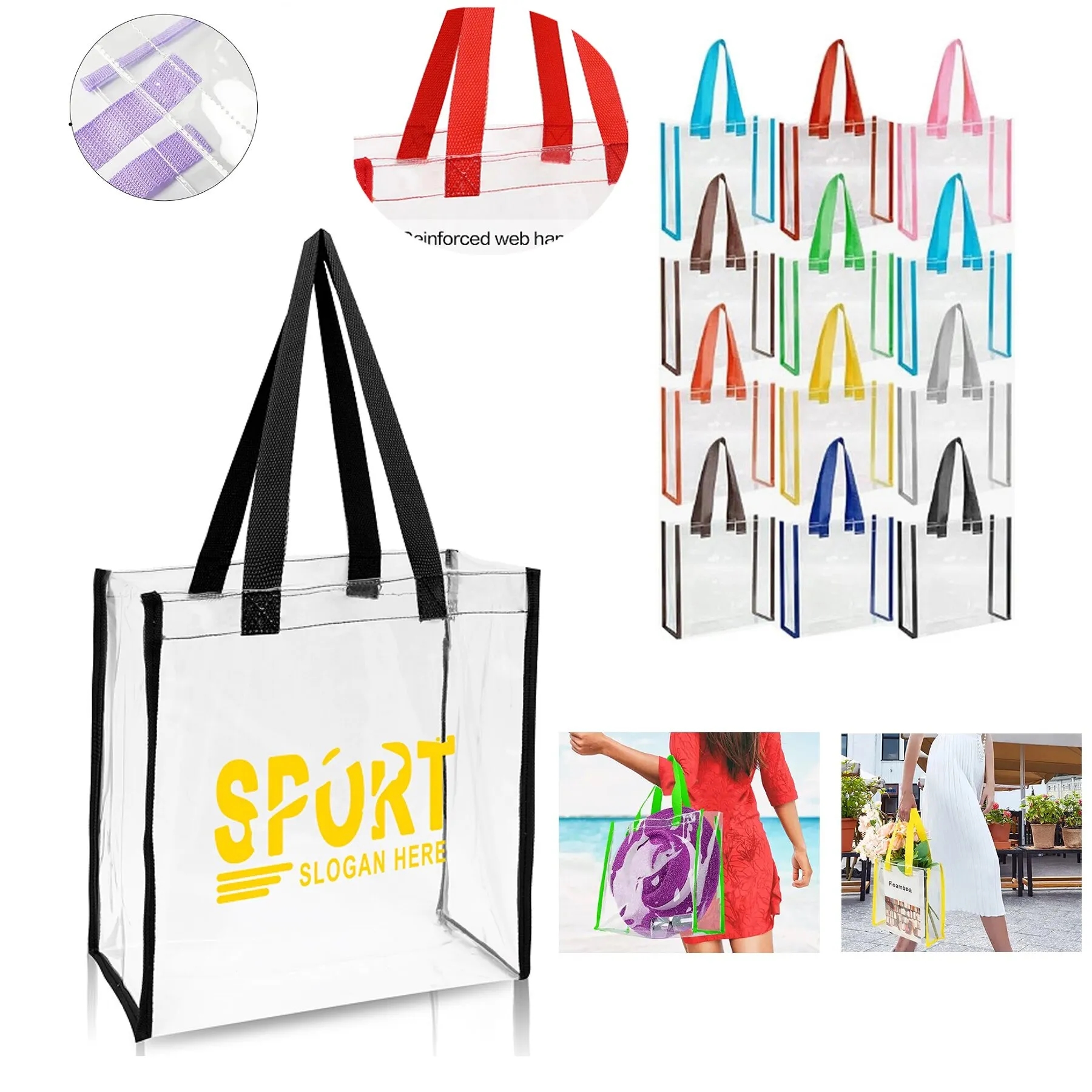 Stadium Approved Clear Transparent Pvc Tote Bag (12"X12"X6") 16