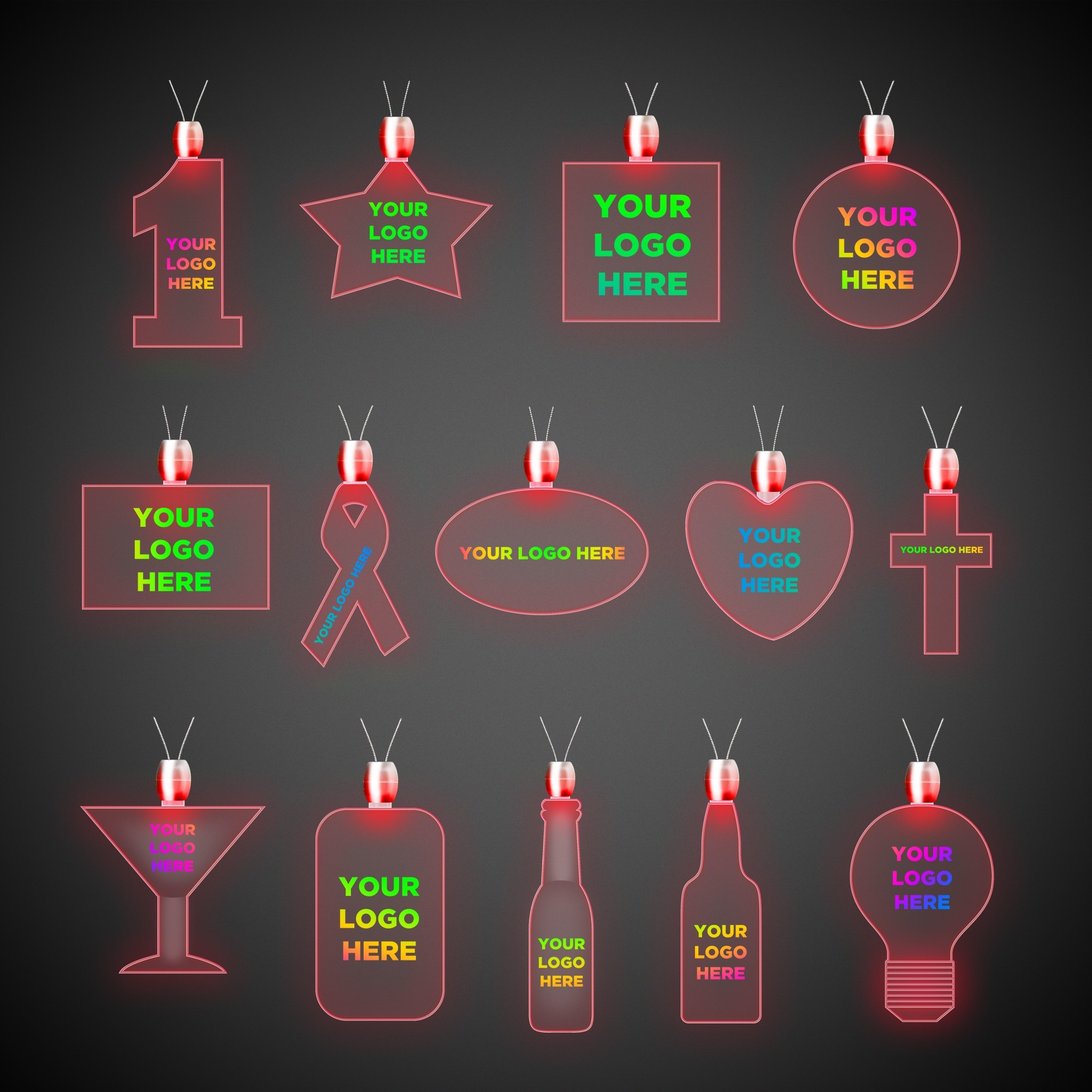 Light Bulb Red Light-Up Acrylic Pendant Necklace 4