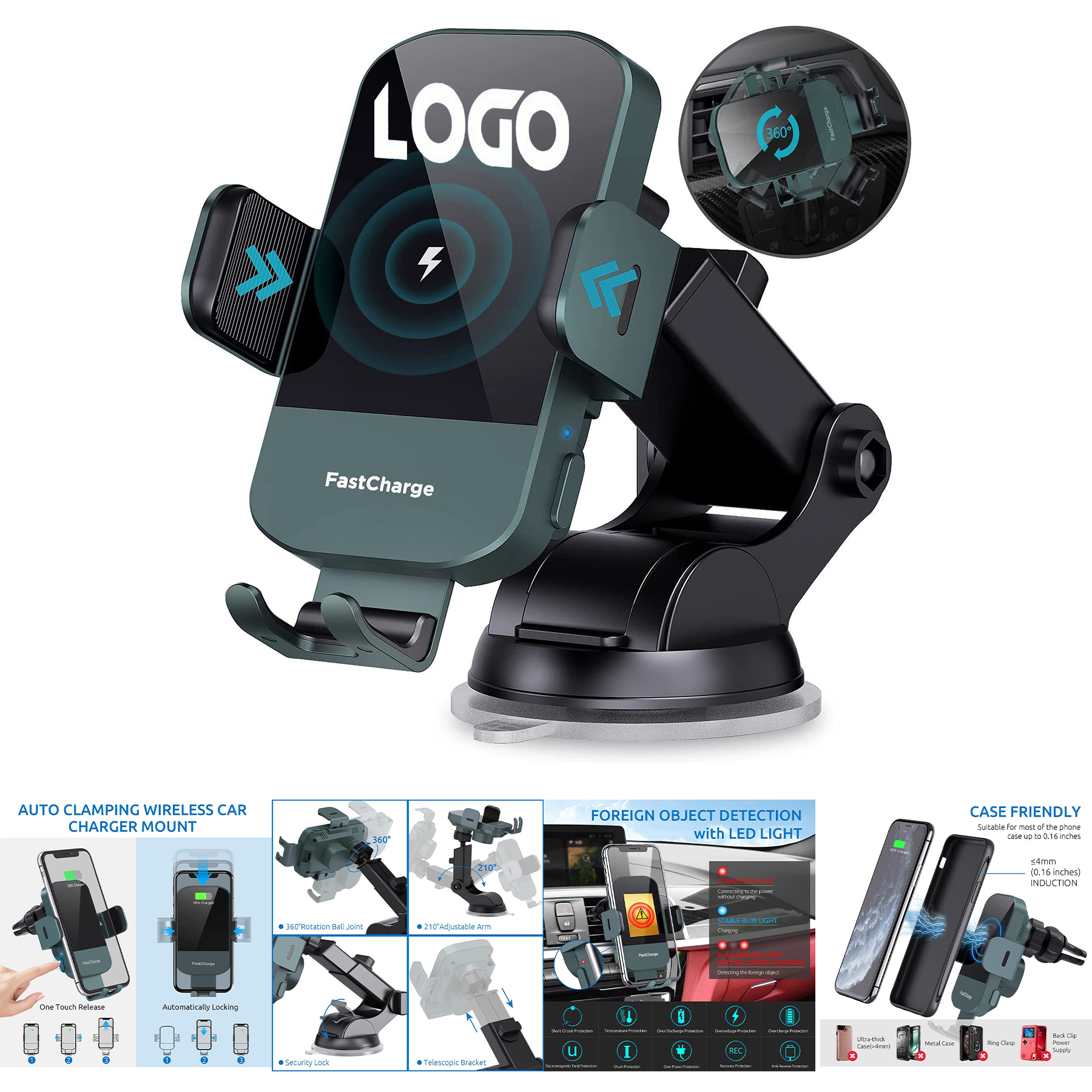 Wireless Car Charger Phone Mount