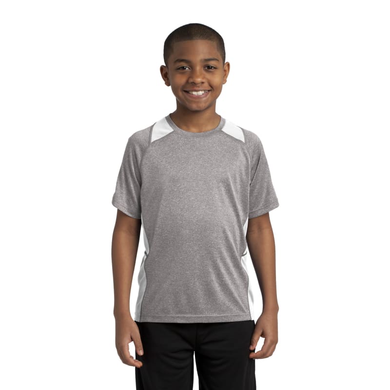 Sport-Tek Youth Heather Colorblock Contender Tee. 7