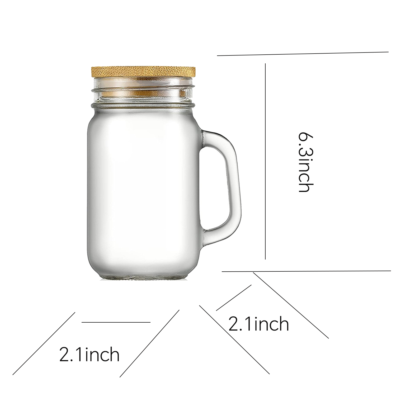 16oz BPA Free Clear Glass Jar w/ Straw 3