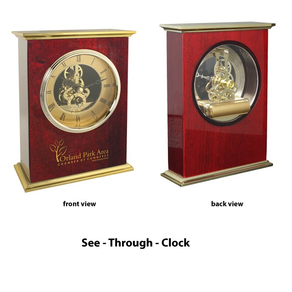 See Through Movement Clock with Rose Wood Body 2