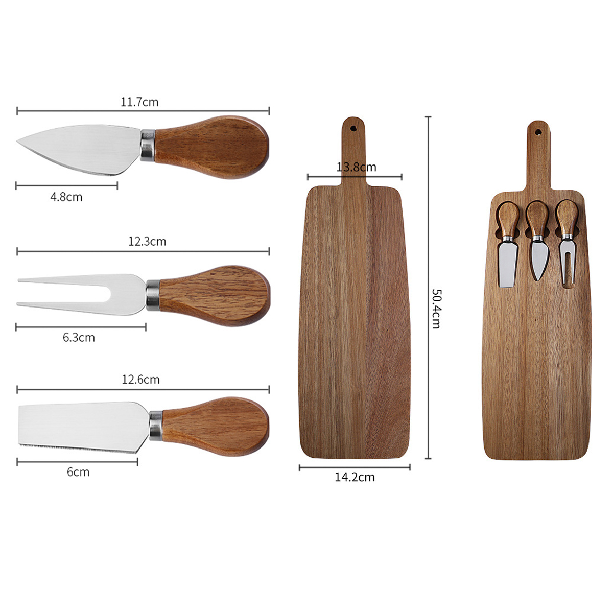 Wooden Cheese Board Serving Knife Set 5