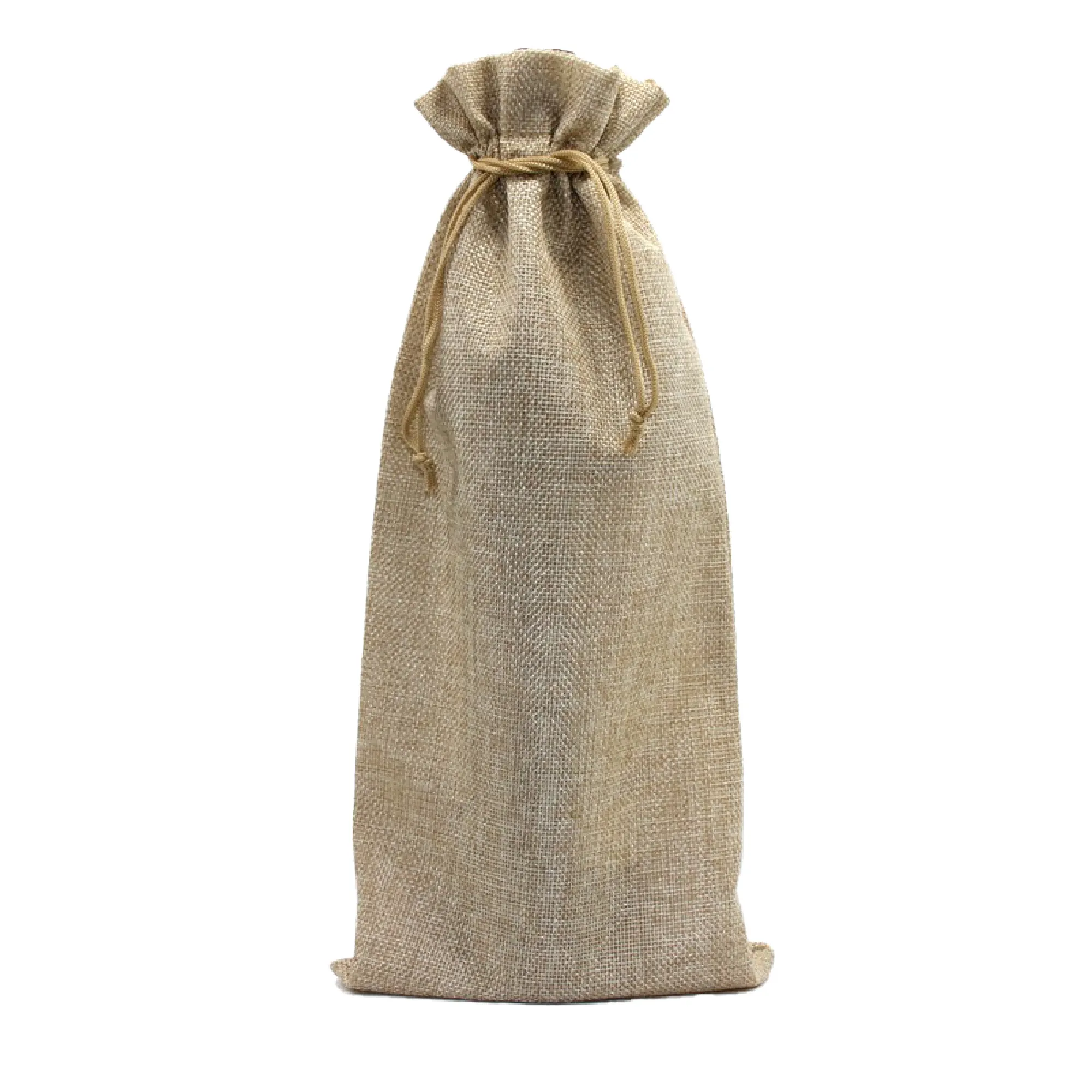 Burlap Drawstring Wine Bag Gift Tote Storage Sackcloth 8