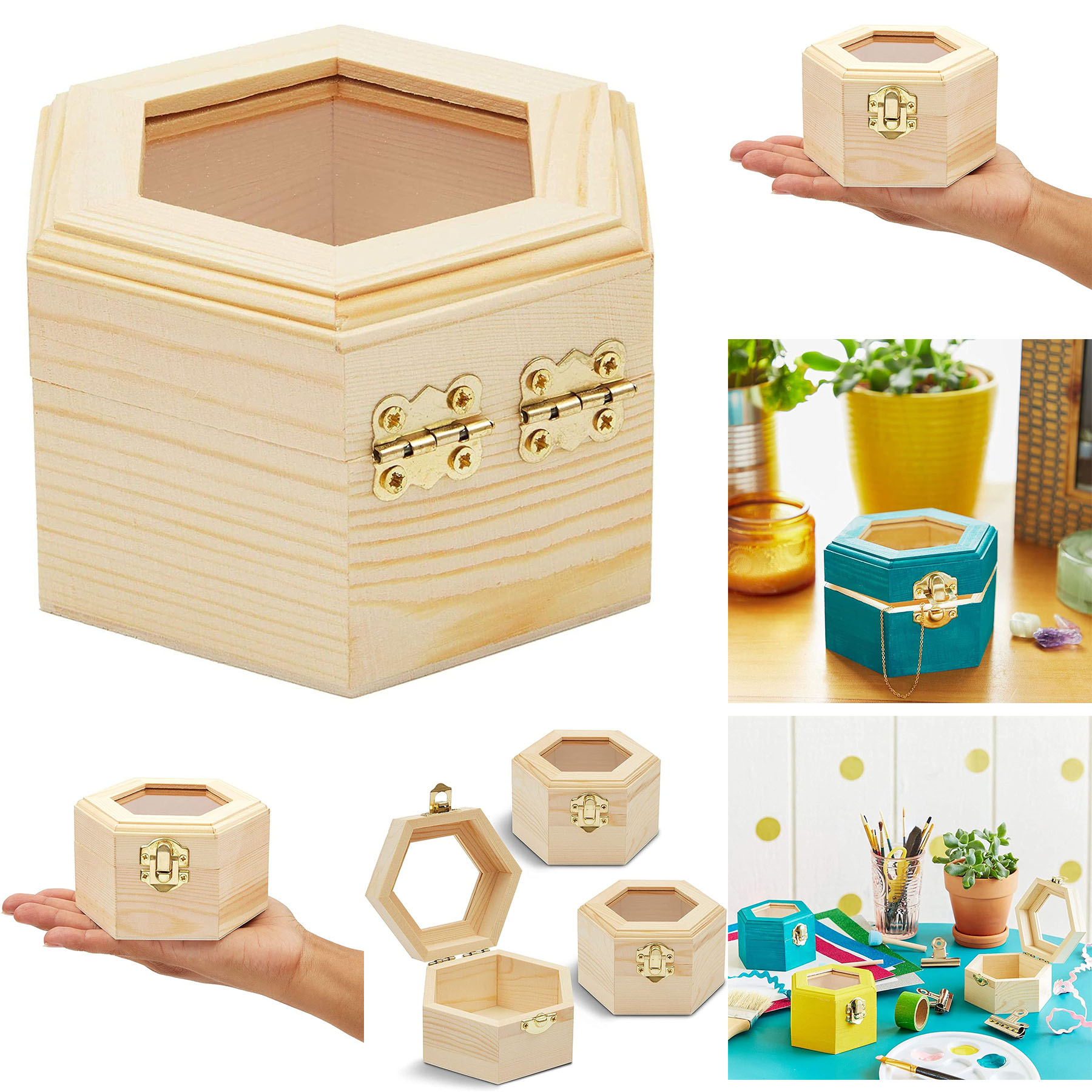 Hexagon Wood Jewelry Box 2