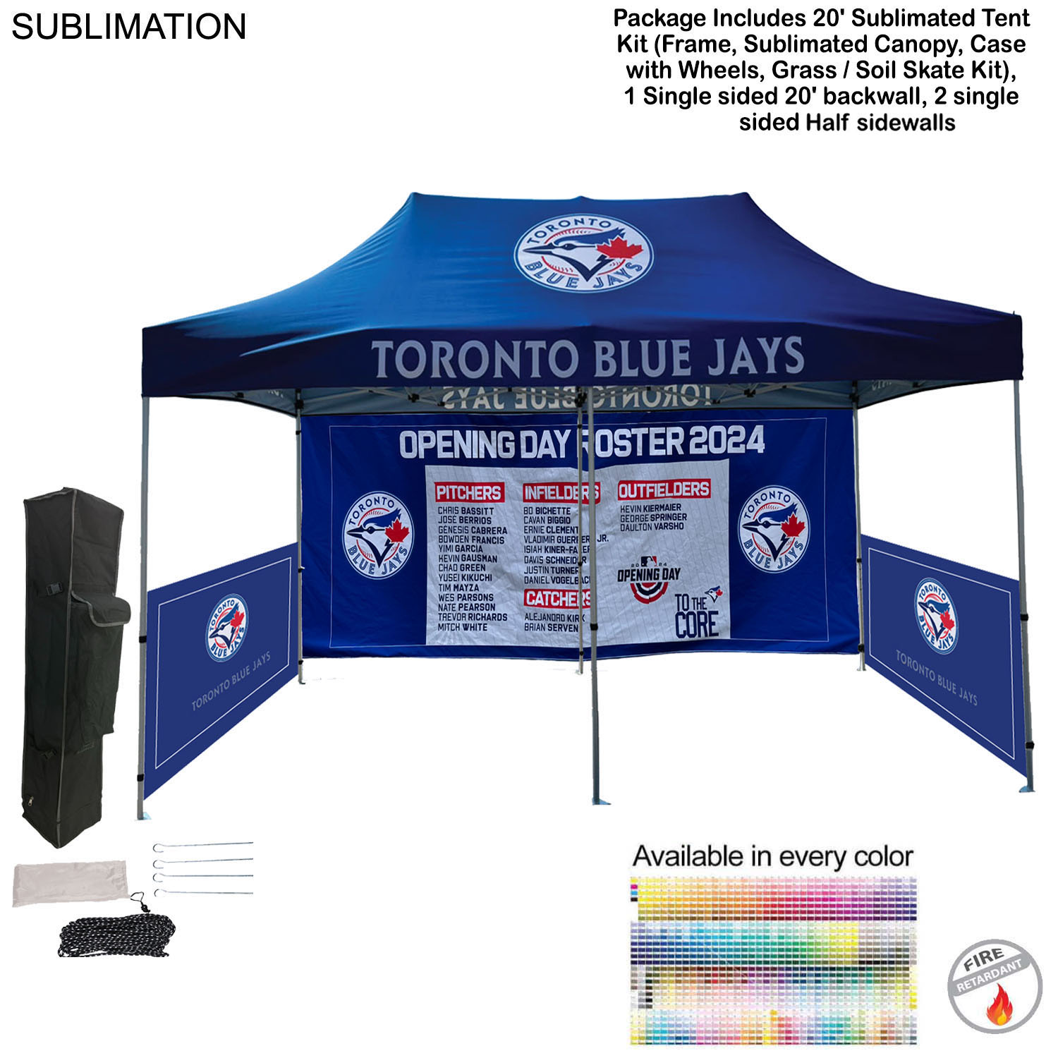 48 Hr Quick Ship - Full Tent Package 2, 20' Sublimated Tent , 20' backwall,2 half sidewalls 19