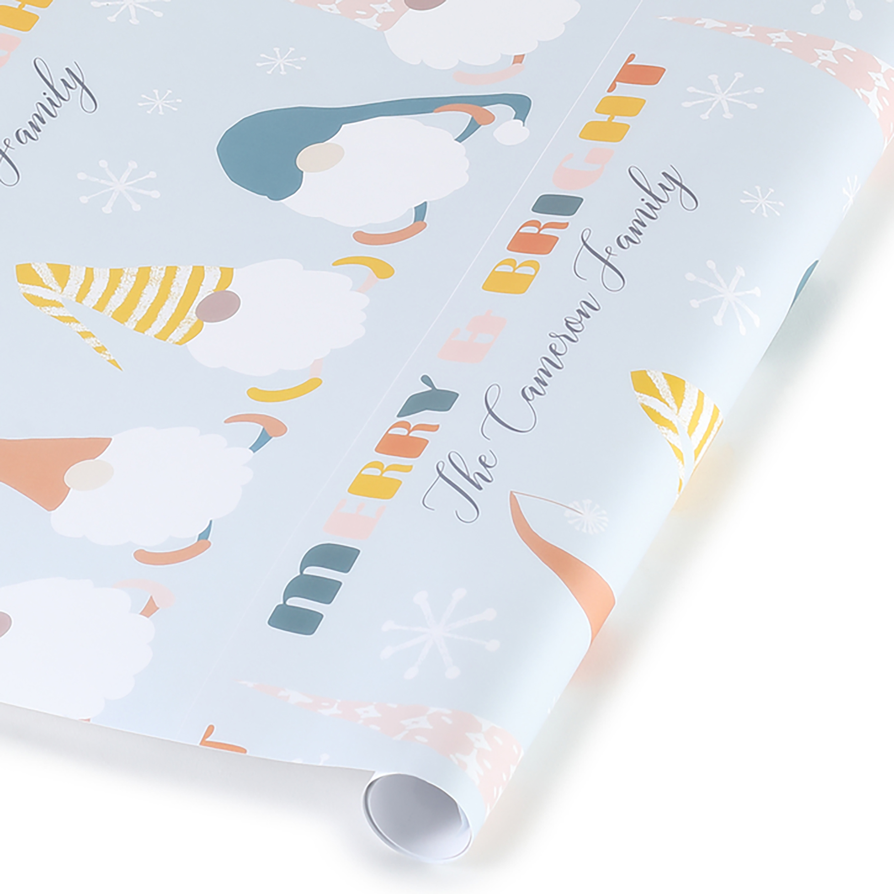 Merry Gnomes Personalized Wrapping Paper Roll 4