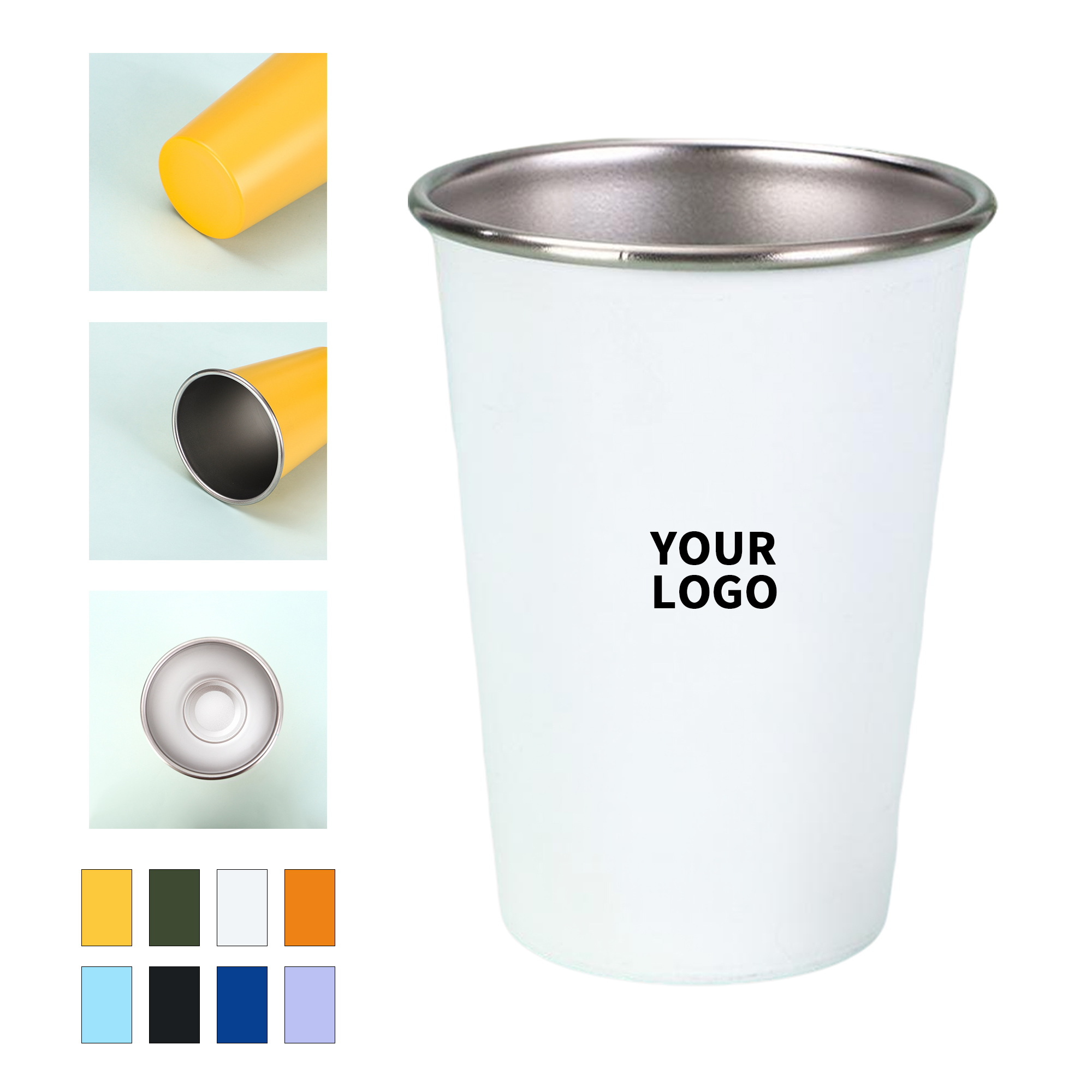 Black Stainless Steel Shatterproof Sixteen Ounce Pint Glass 6
