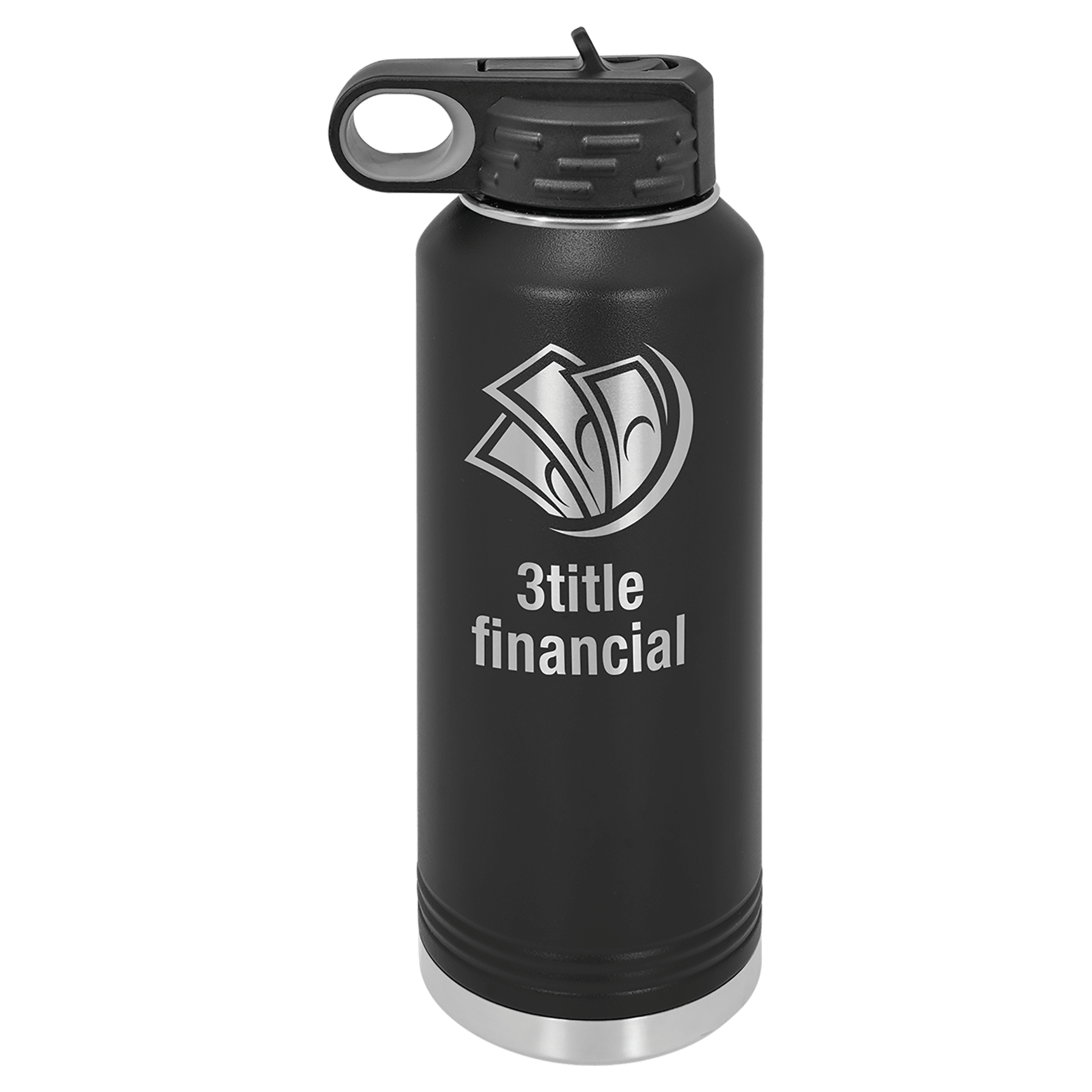 40 oz. Black Powder Coated Laser Engraved Polar Camel Water Bottles 1