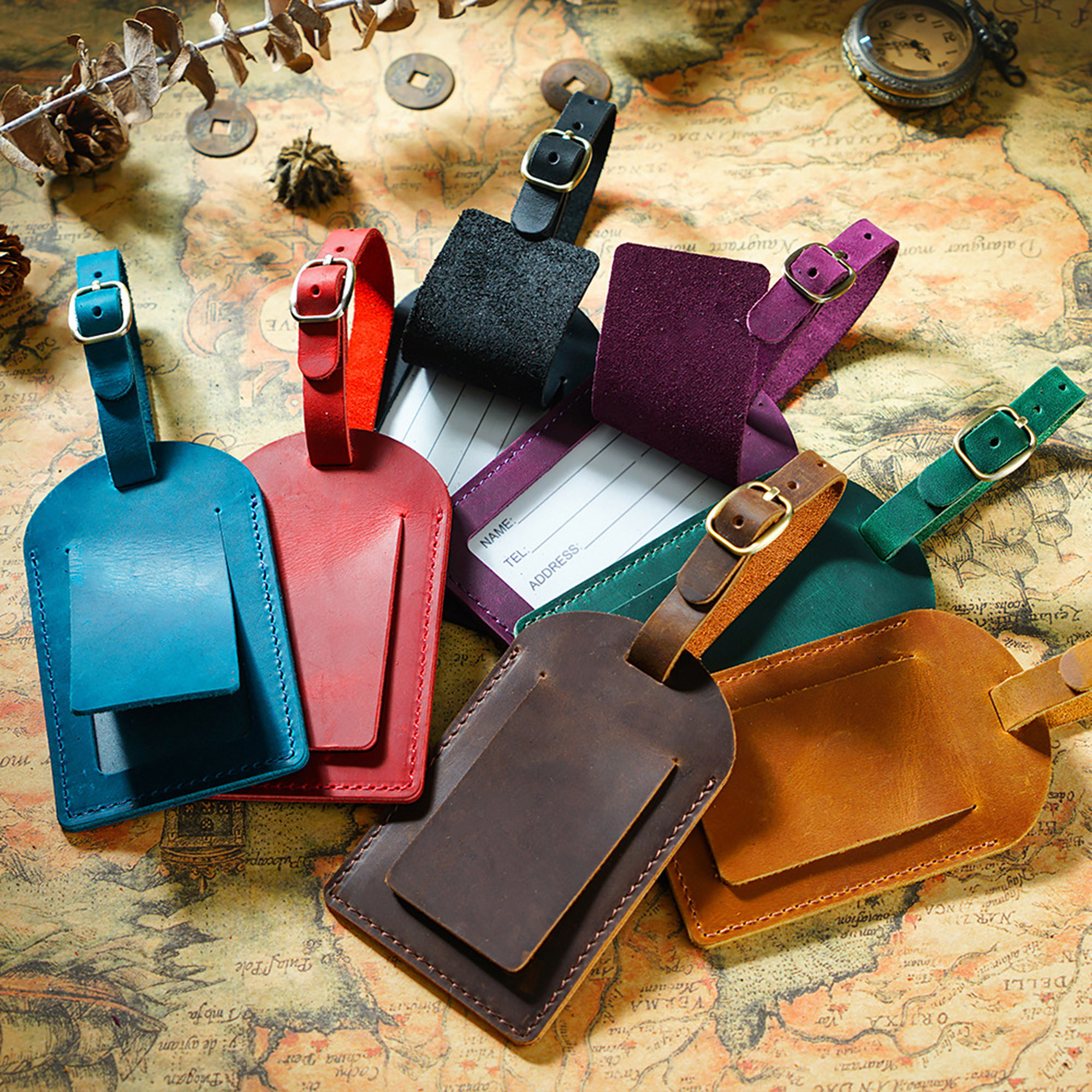 Vintage Genuine Leather Luggage Baggage Tags 3