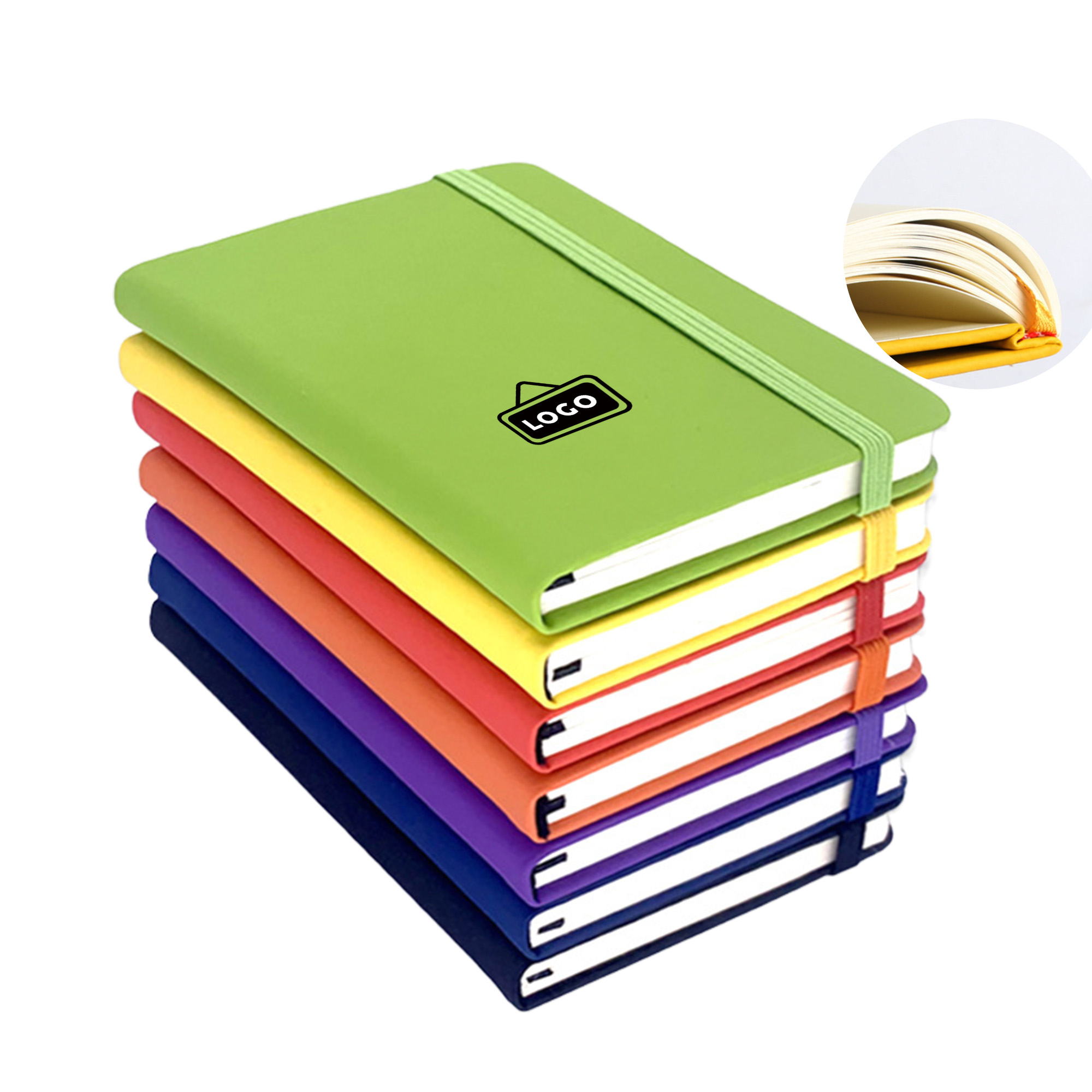 MOQ 50 Custom Logo A5 Leather Strap Notebook Office School 2