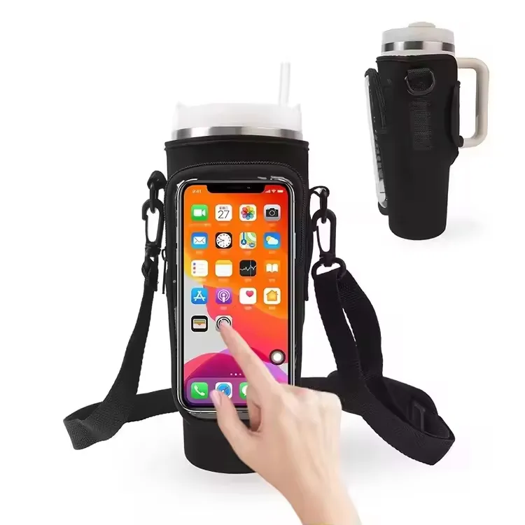 40 Oz. Neoprene Tumbler Sleeve with Touchscreen Phone Bag 6