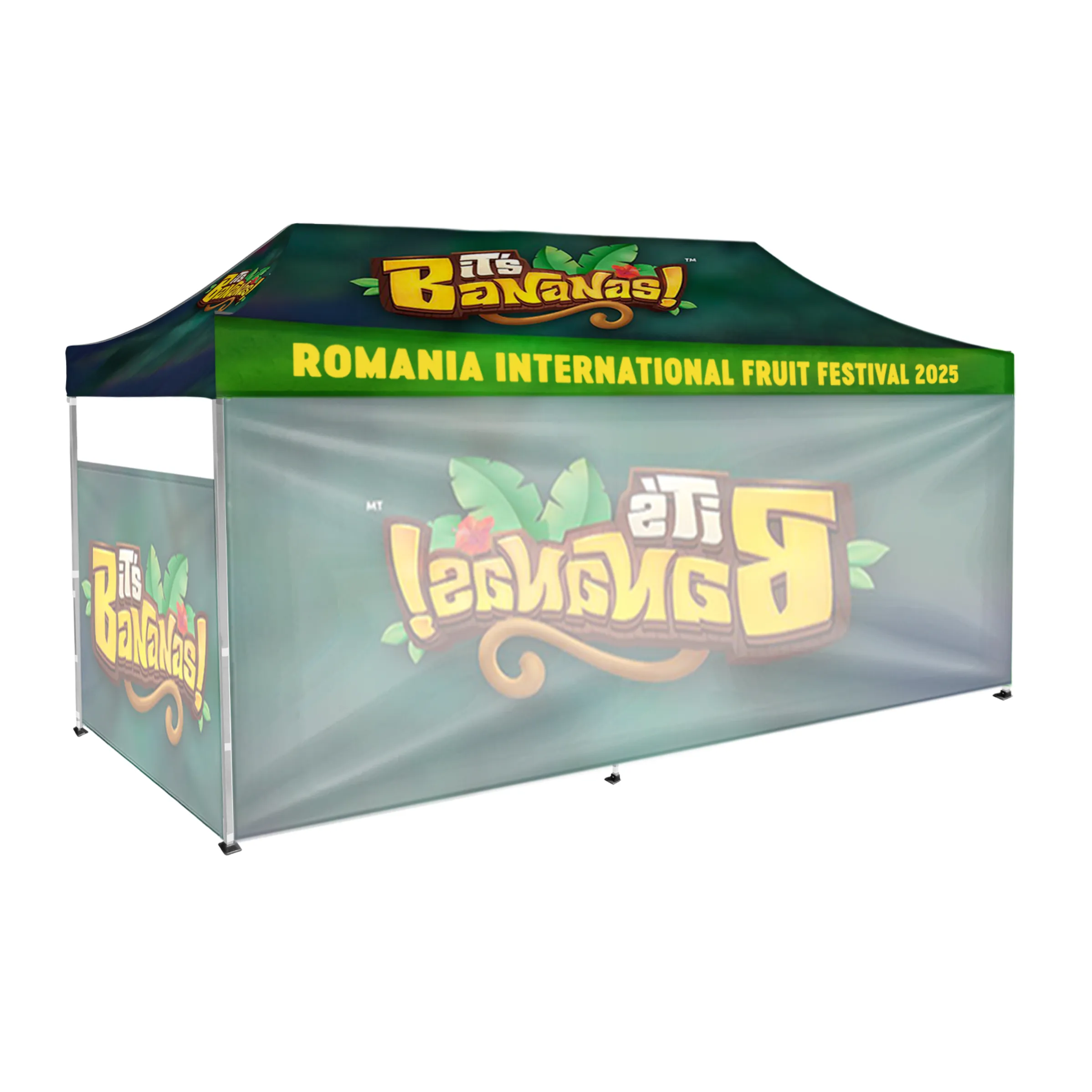10'x20' Tent Canopy w frame, 1 side half + 1 long full wall 2