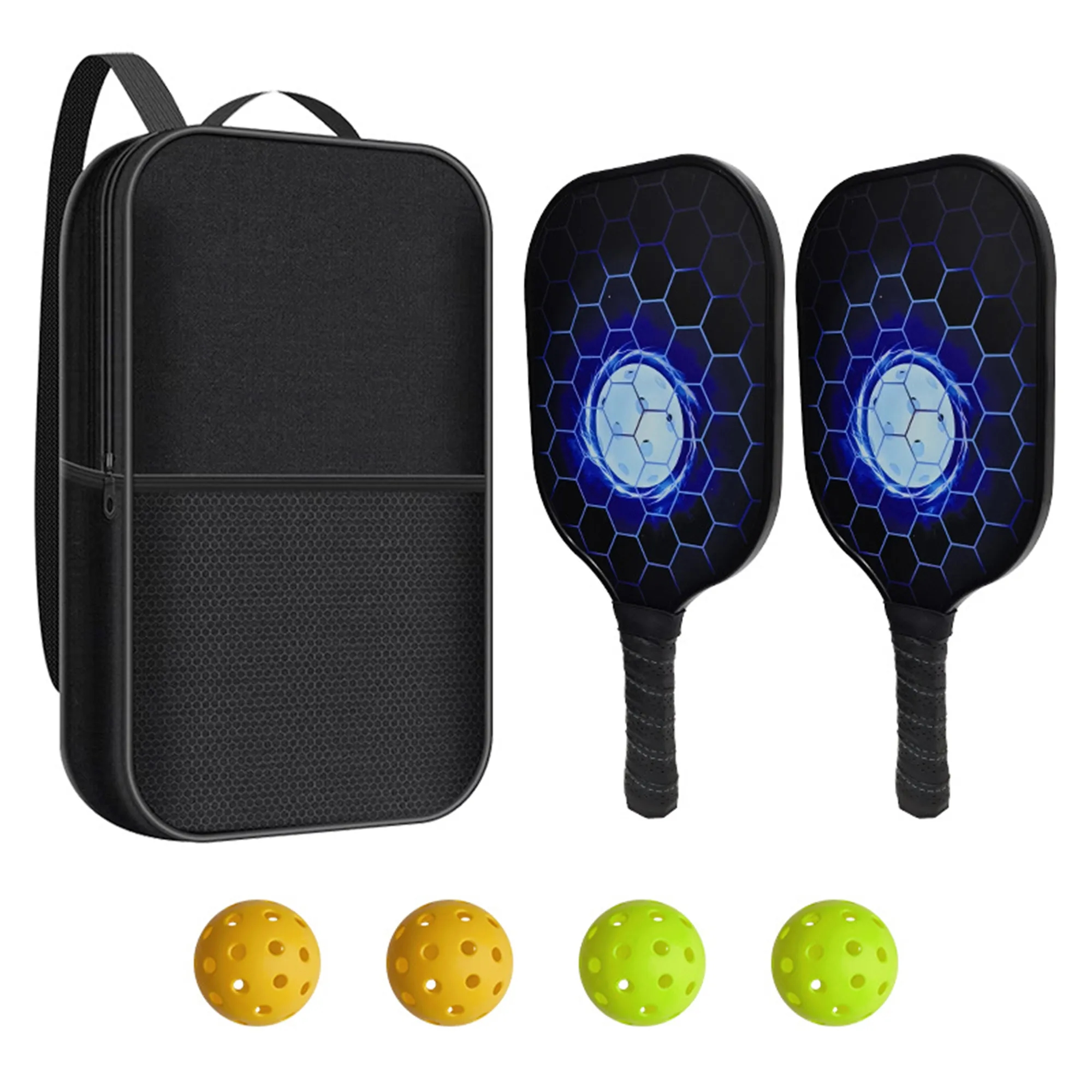 Full Color Premium Fiberglass Pickleball Paddles Set 3