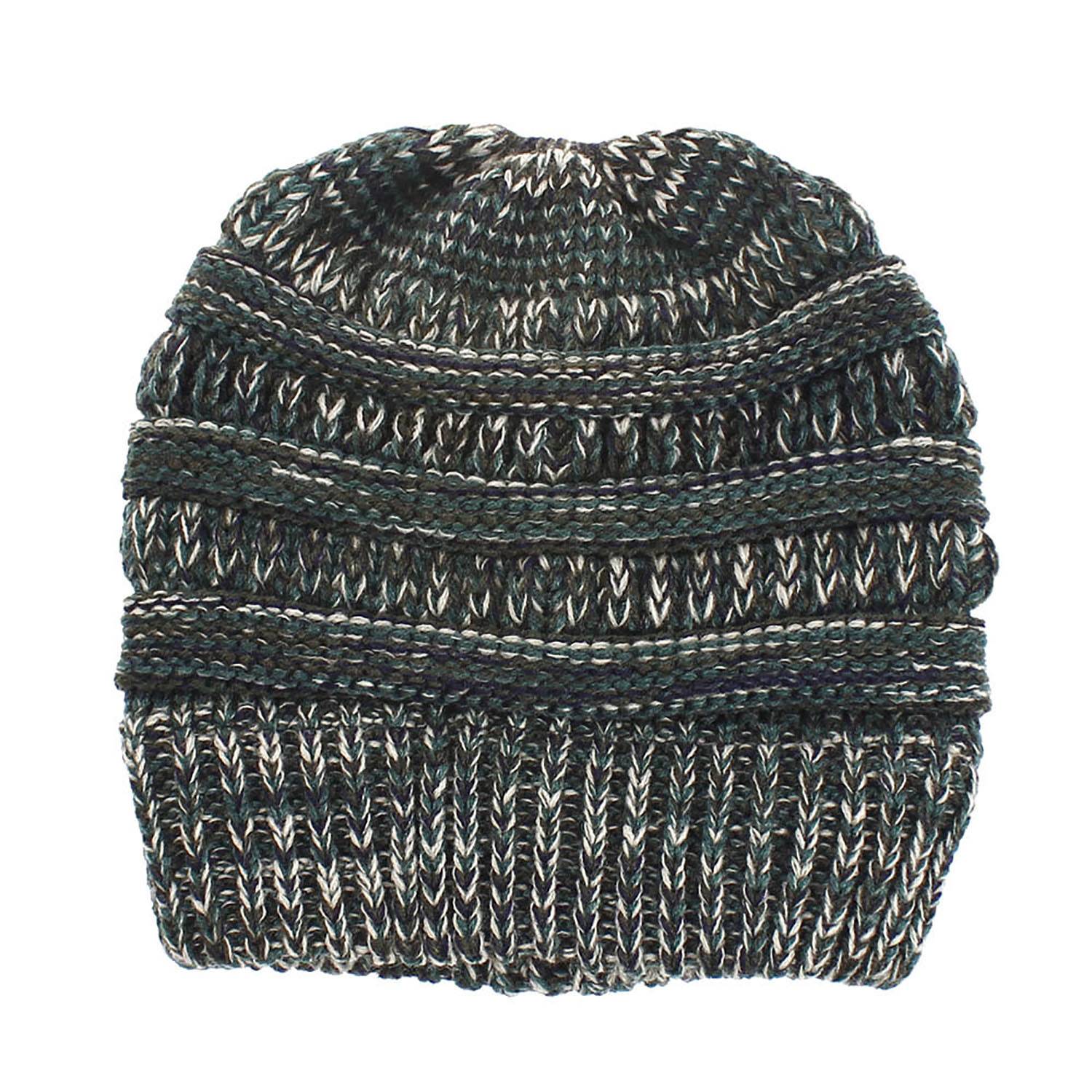 Stretchy Cable Knit Hat for Messy High Buns & Ponytails 11