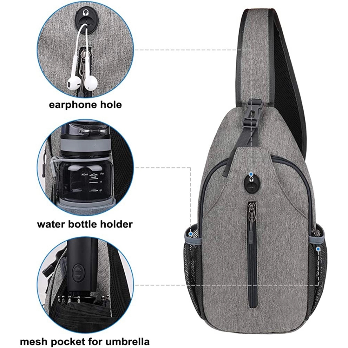 Travel Hiking Crossbody Sling Chest Backpack Bag 2