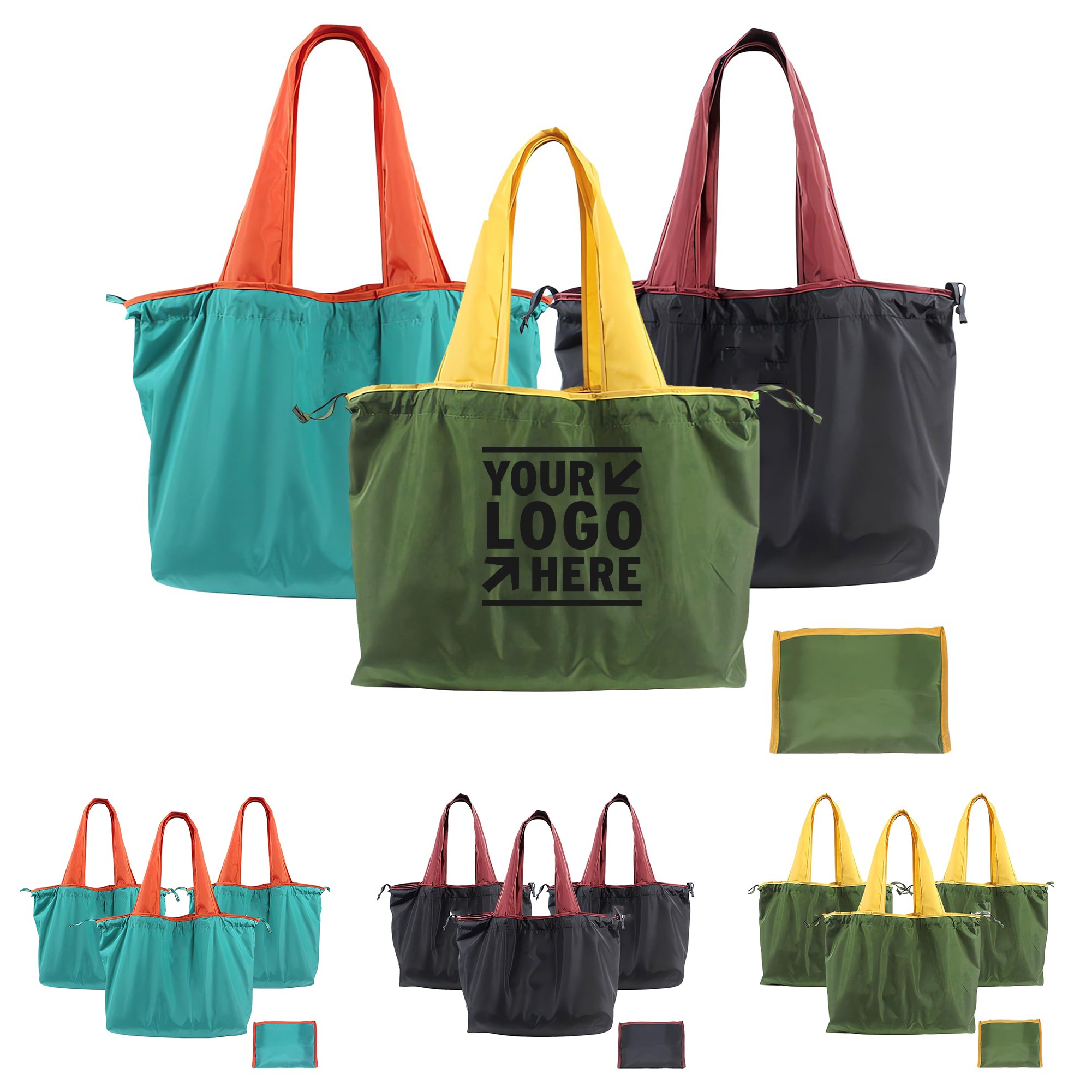 Portable Large Foldable Tote Bag, custom tote bag with logo imprint 2