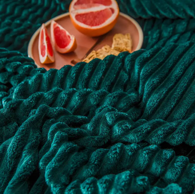 Coral Fleece Throw Bed Velvet Stripes Blanket 2