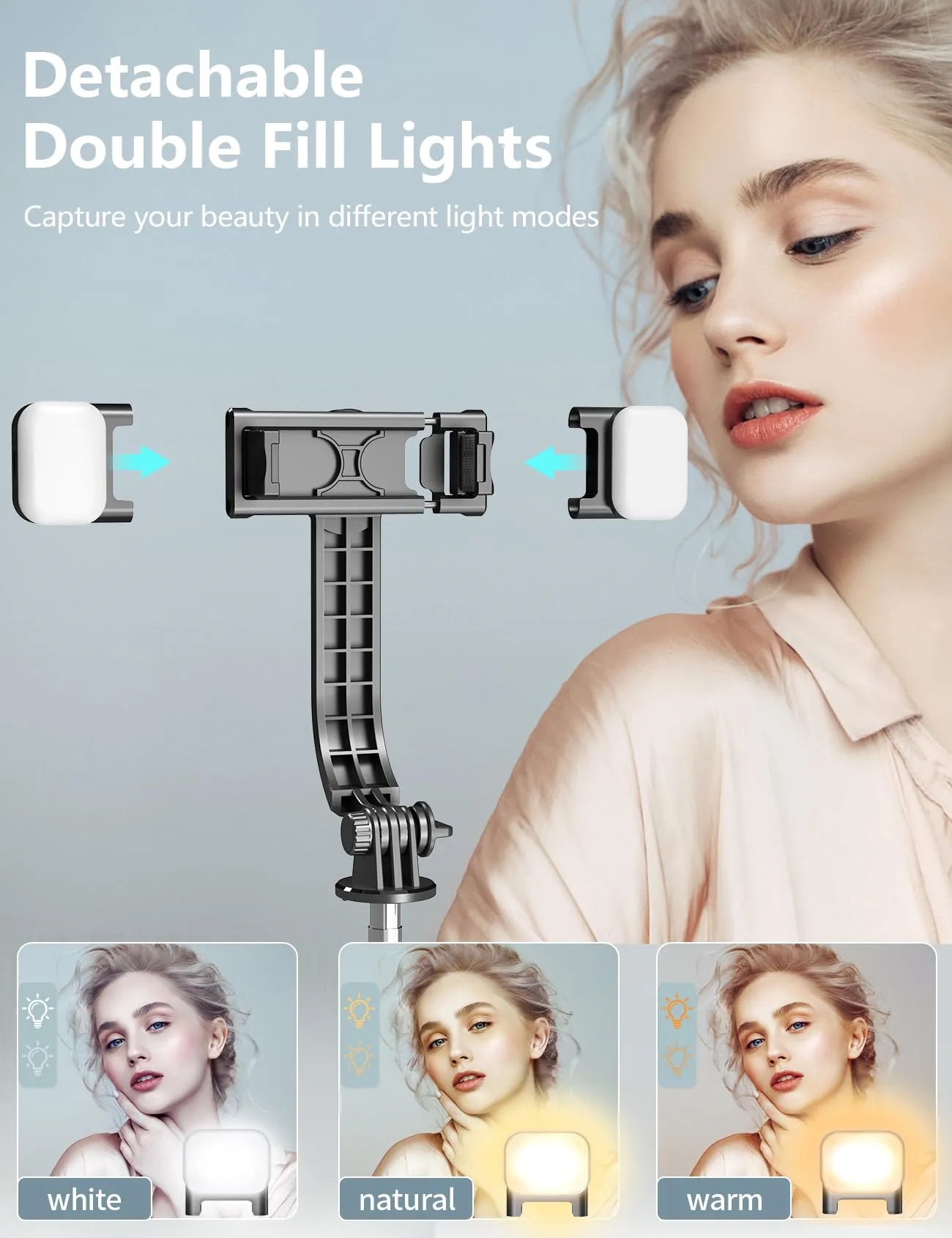 Selfie Stick Tripod with Light 6