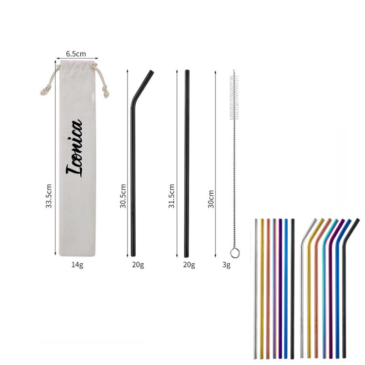 3Pcs Straw Set With Bag Packing 2