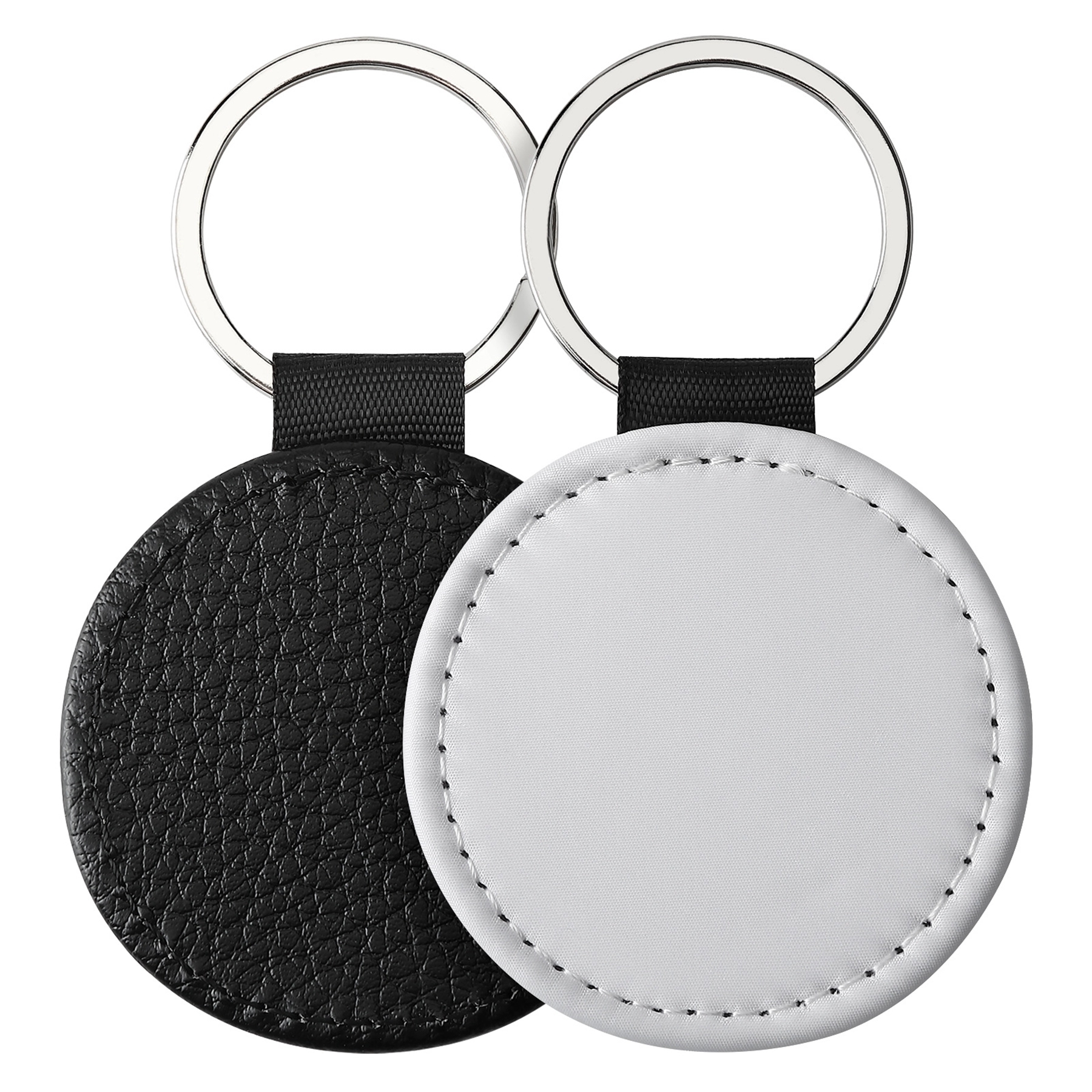 Round PU Key Chain with Metal Ring 3