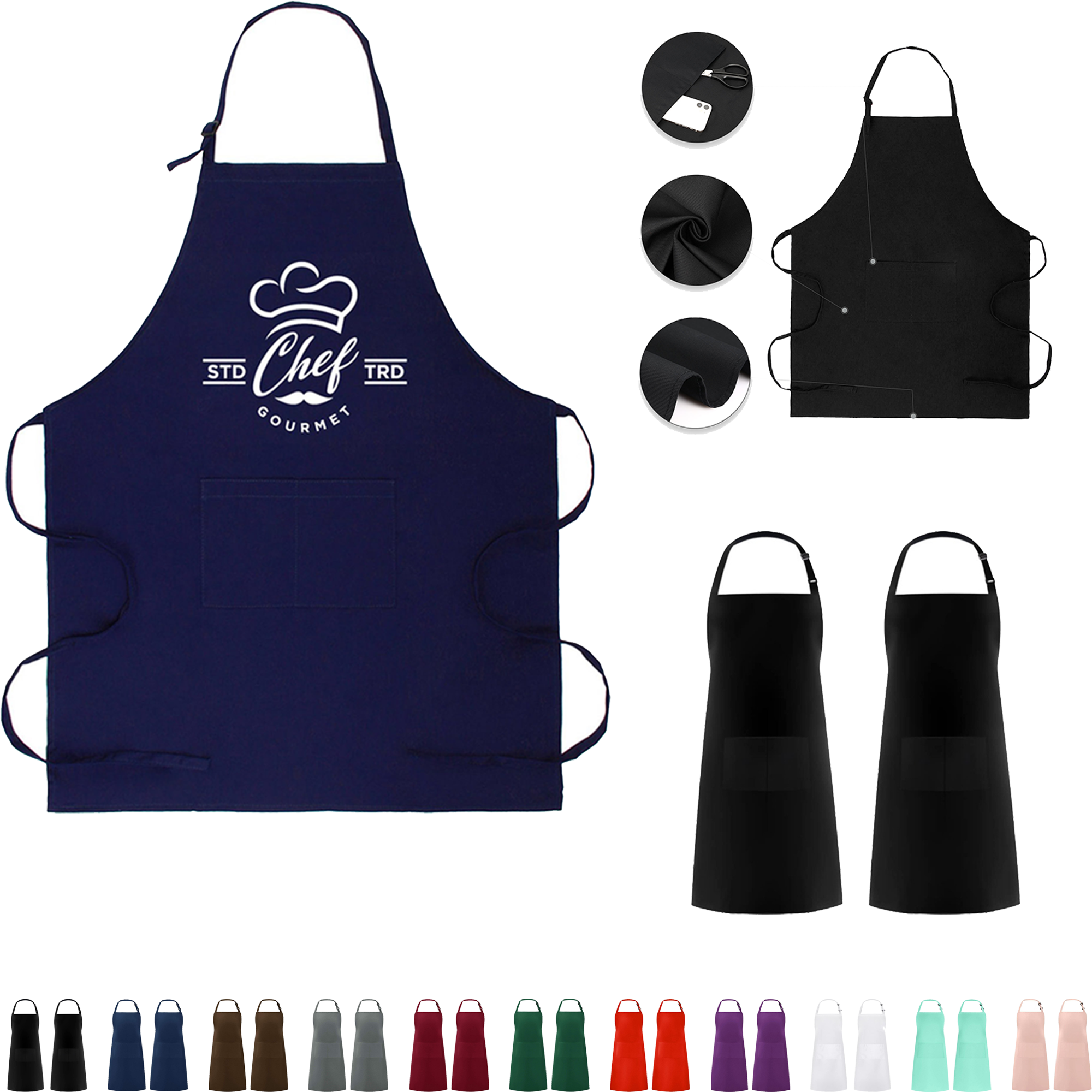 MOQ 10pcs Durable 2-Pocket Apron 3