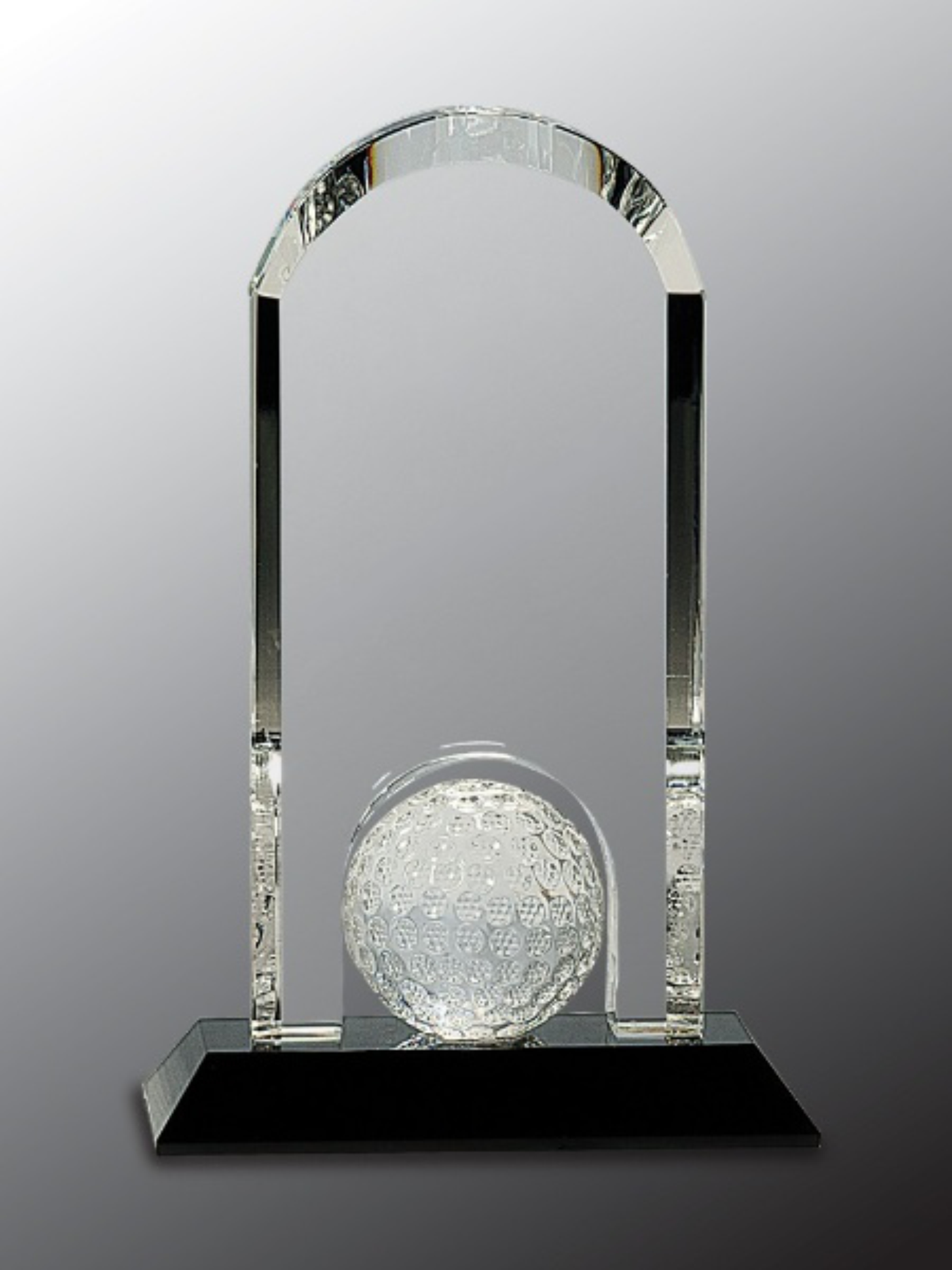 9" Clear Crystal Dome with Inset Golf Ball on Black Pedestal Base Award 3