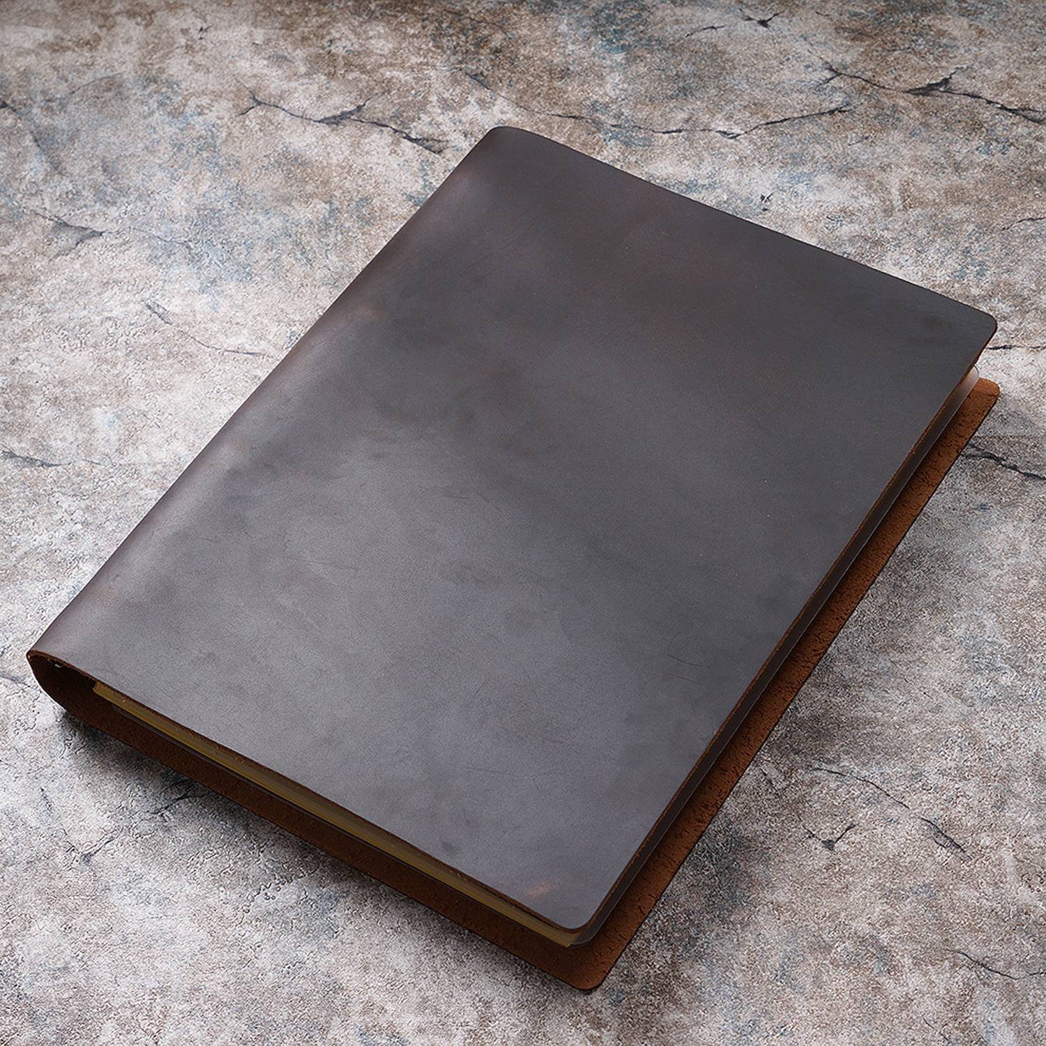 Retro Handmade Top Layer Cowhide A4 Loose Leaf Notebook 5