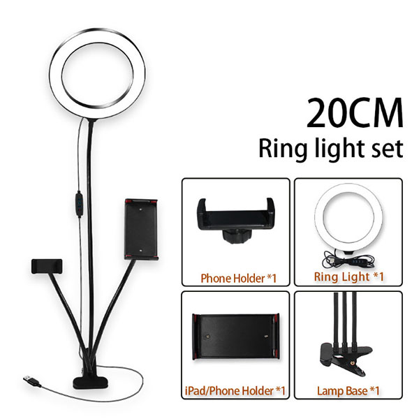 3-in-1 Live Stream Led Light Selfie Ring Cell Phone Holder 4