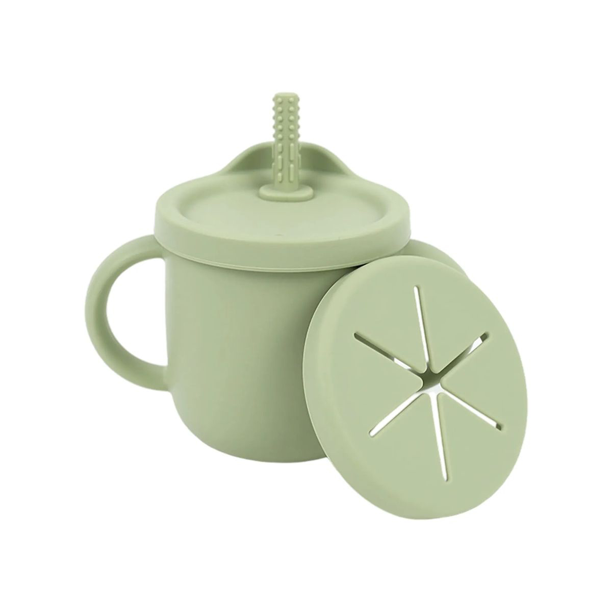 Silicone Toddler Cup with Straw Stopper and Dual Lids 12