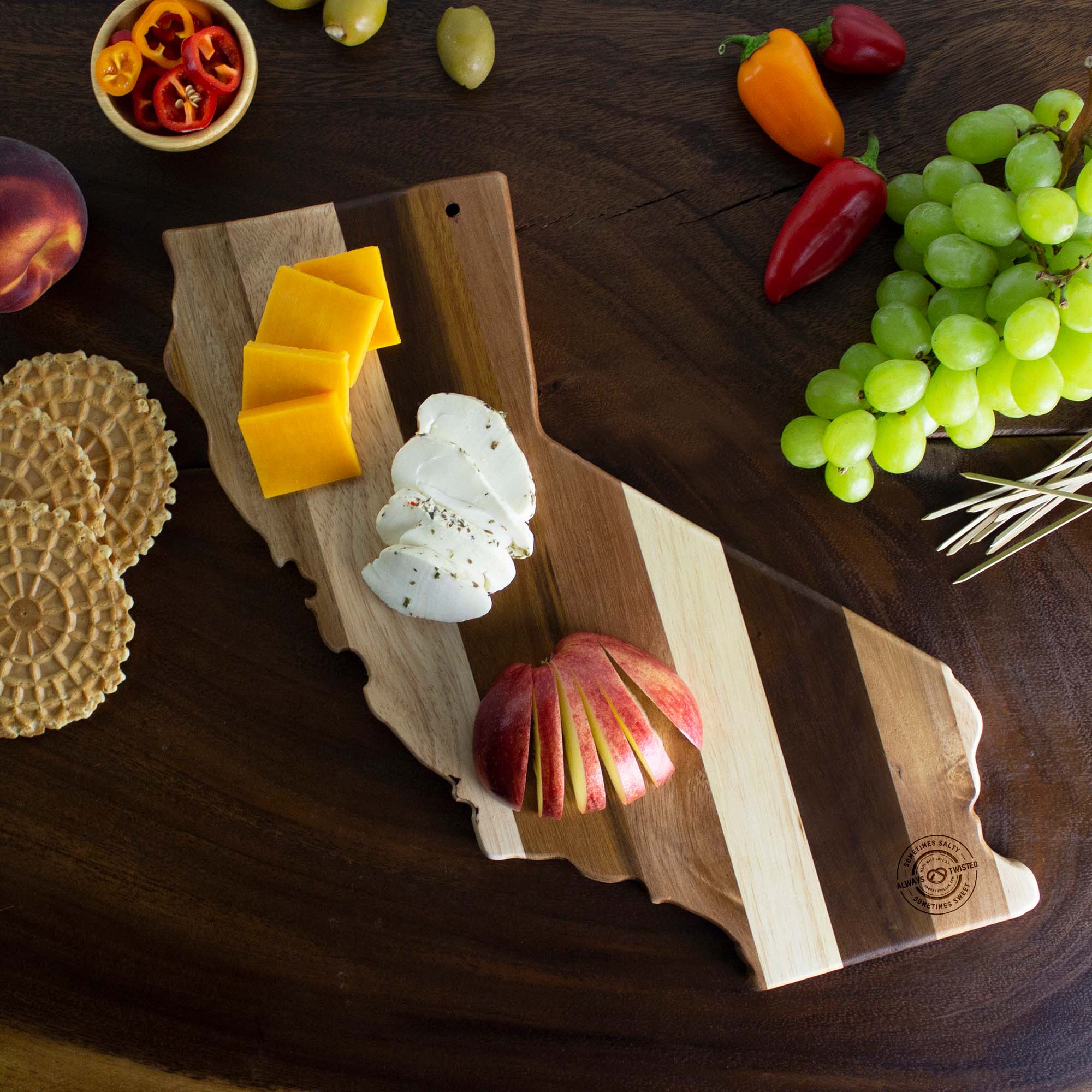 Rock & Branch® Shiplap Series California State Shaped Wood Serving and Cutting Board 2