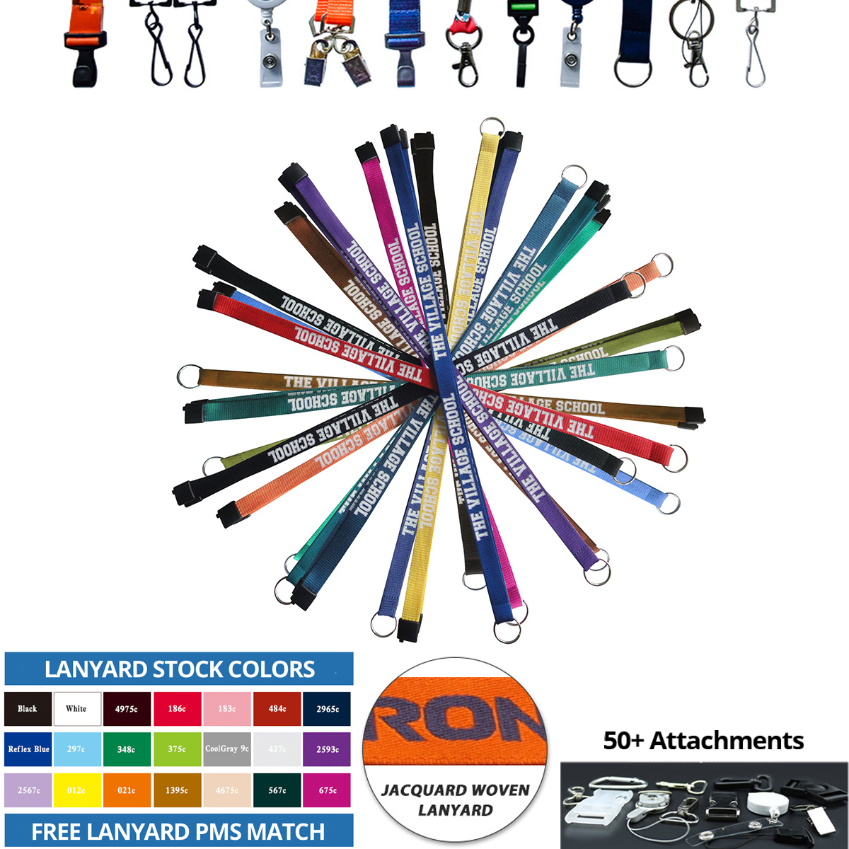ColorMatch MultiClip Jacquard Lanyard 3