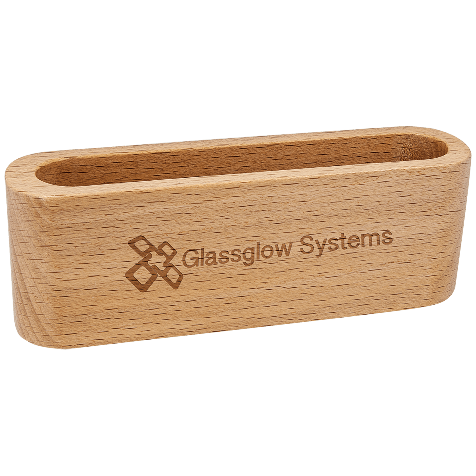 4 1/2" Beech Wood Business Card Holder 1