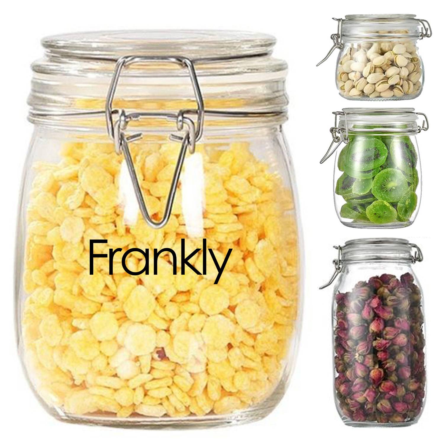 Glass Food Storage Jars With Airtight Clamp Lids 3