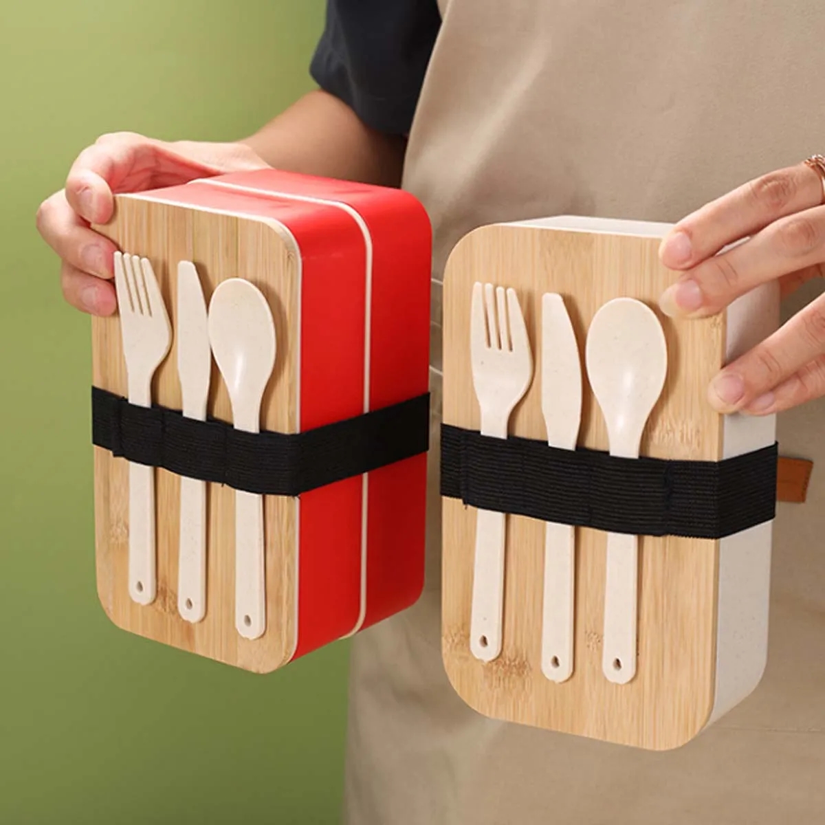Custom Wood Bento Lunch Box Set (W/ Fork, Spoon Knife) 2