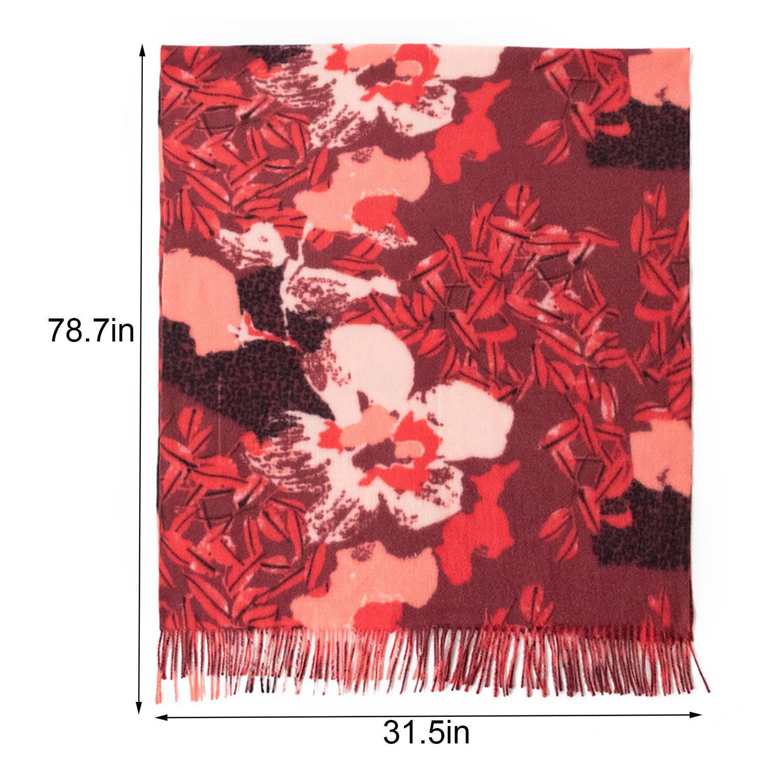 Women's Thickened Polyester Tie-Dye Scarf w/ Tassels 7