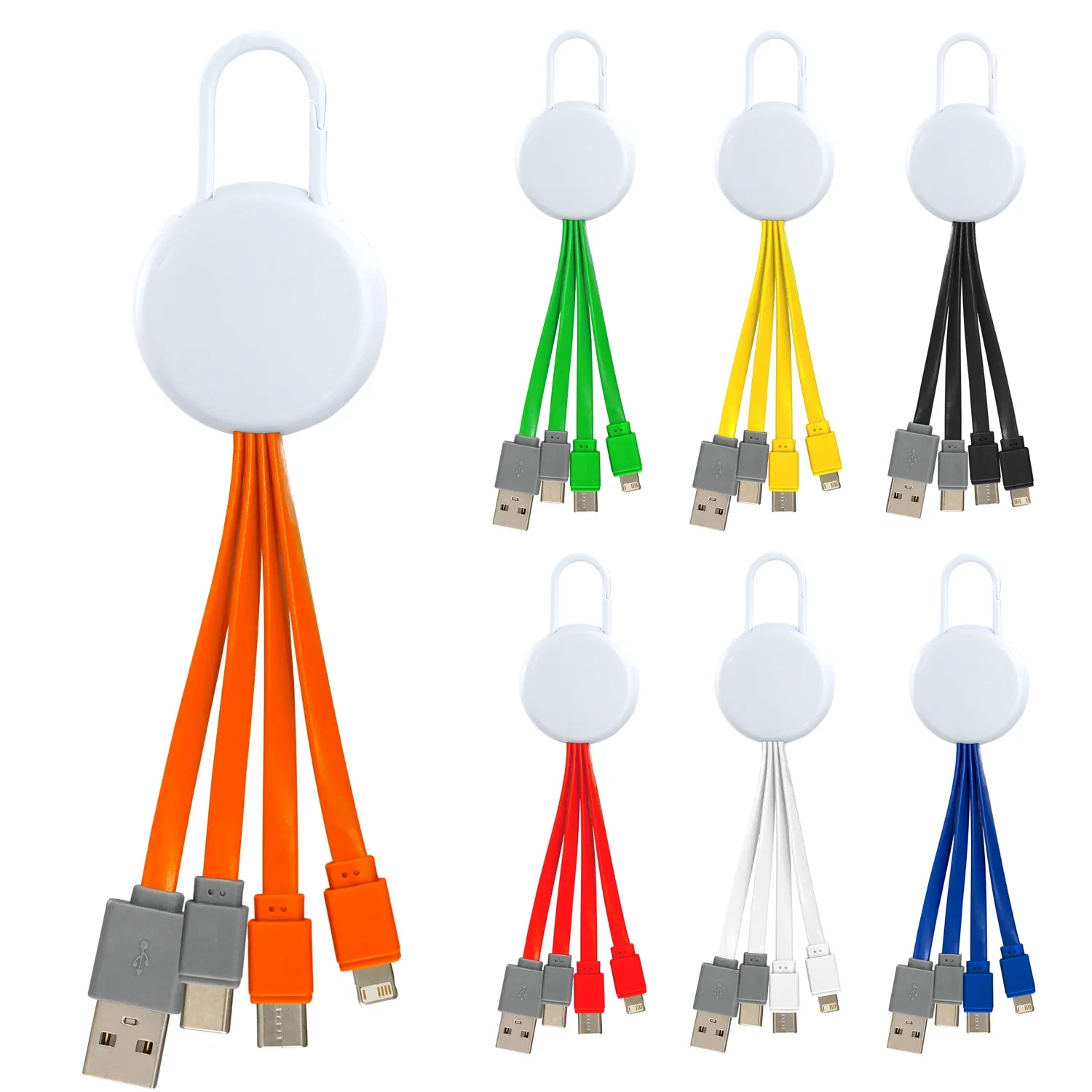 WHITE VIVID CLIP 3-IN-1 DUAL INPUT CHARGING CABLE 16