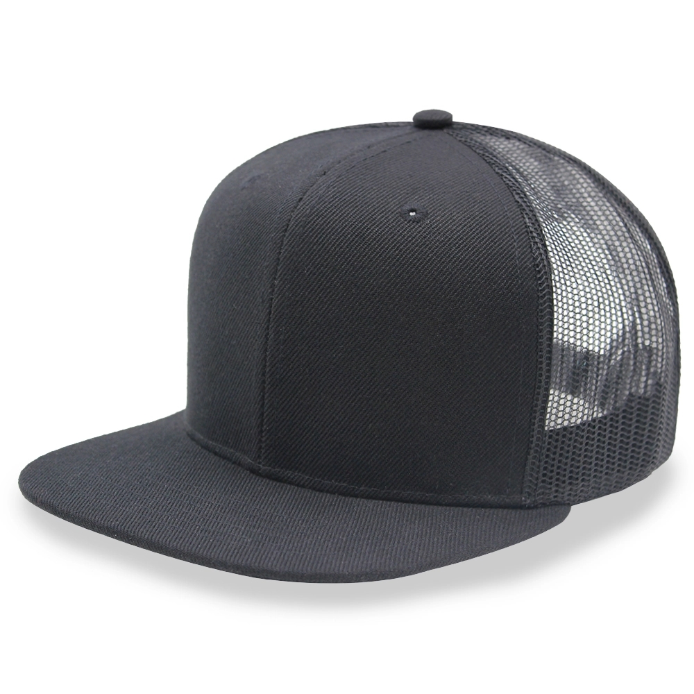 Flat Bill Snapback Trucker Cap Mesh Back