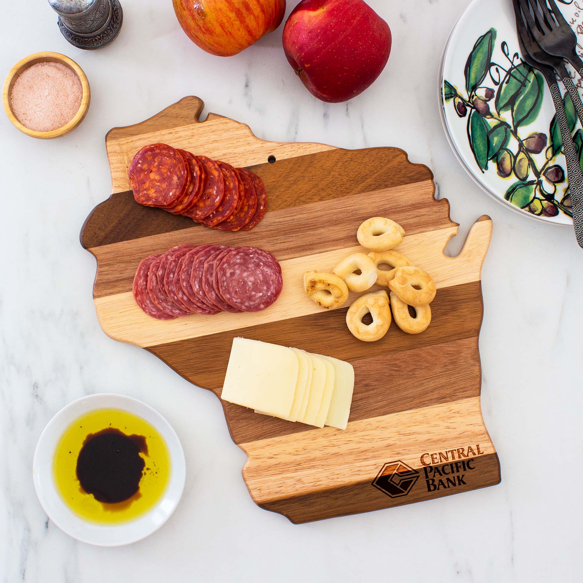 Rock & Branch® Shiplap Series Wisconsin State Shaped Wood Serving and Cutting Board 9