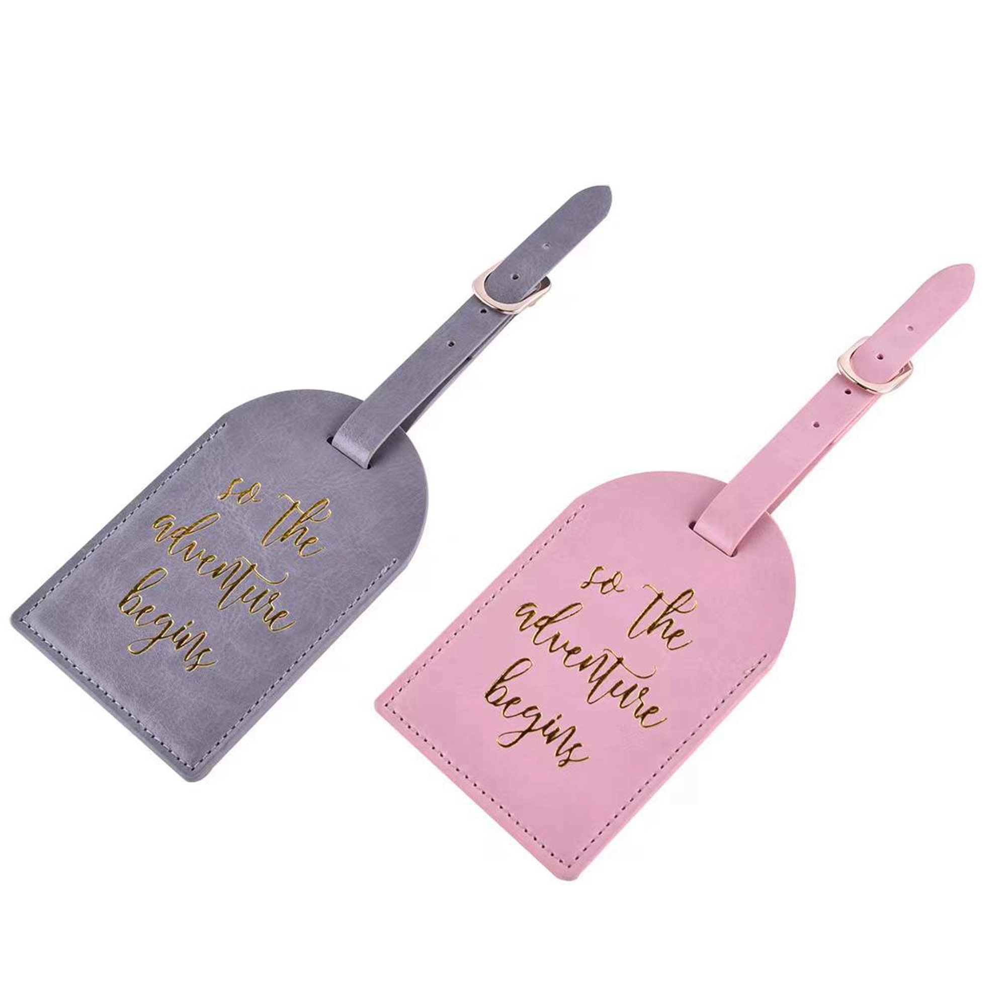 Leather Luggage Tags Travel Bag Labels with Name ID Card 4