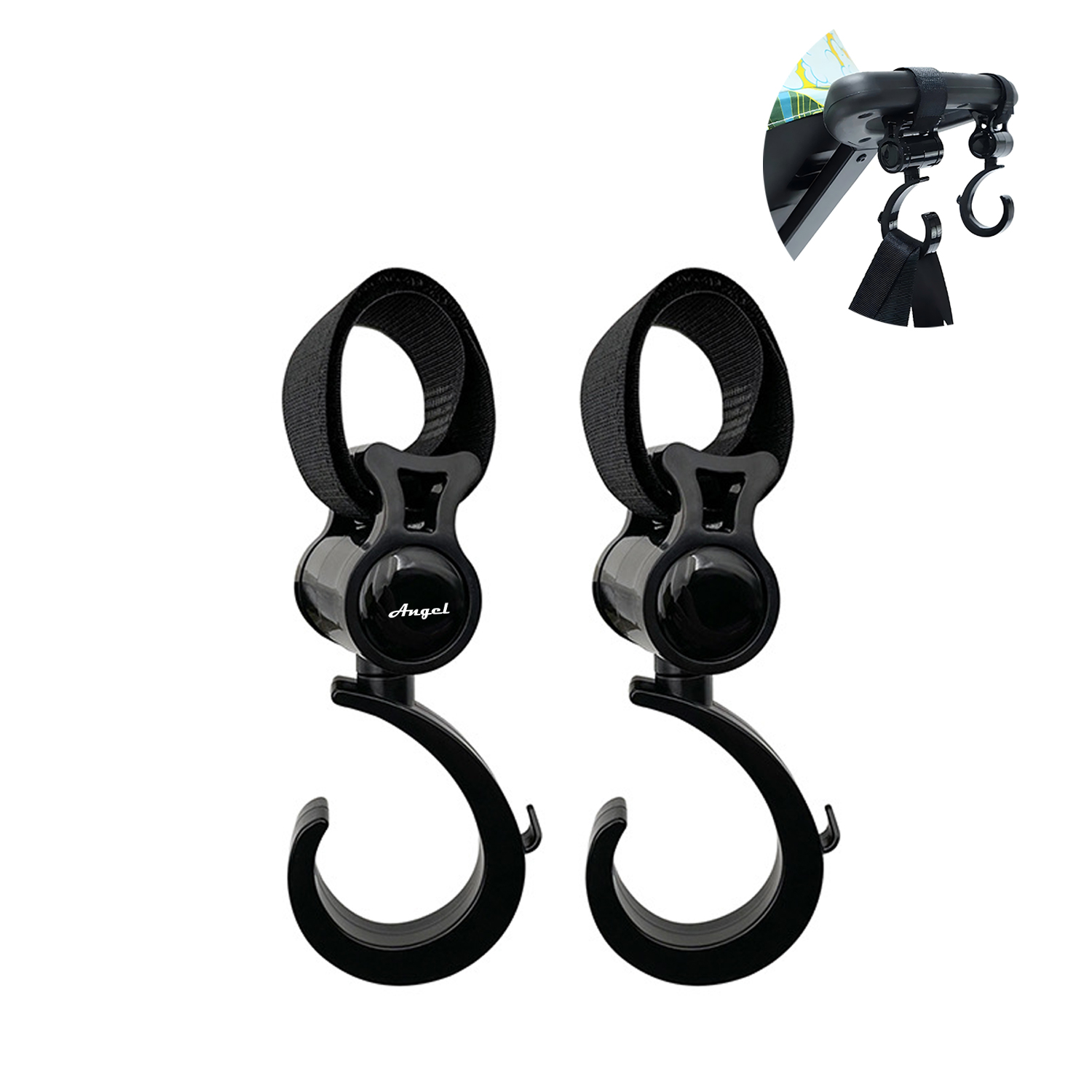 2Pcs Universal Rotating Plastic Baby Stroller Hook