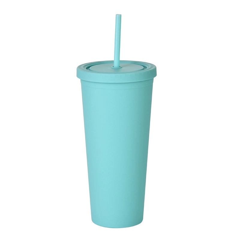 24oz Frosted Plastic Tumbler with Lid And Straw 10