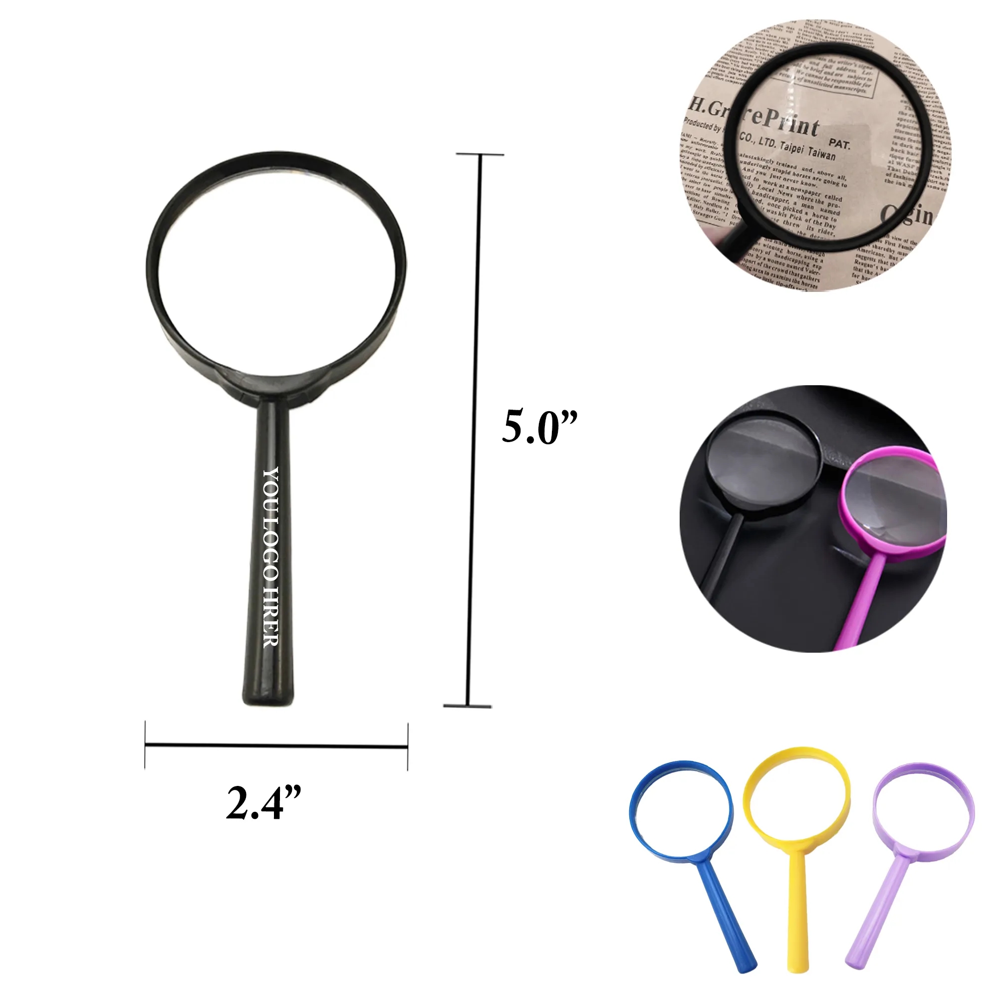 MOQ100 3X 60Mm Portable Plastic Magnifying Glass 4