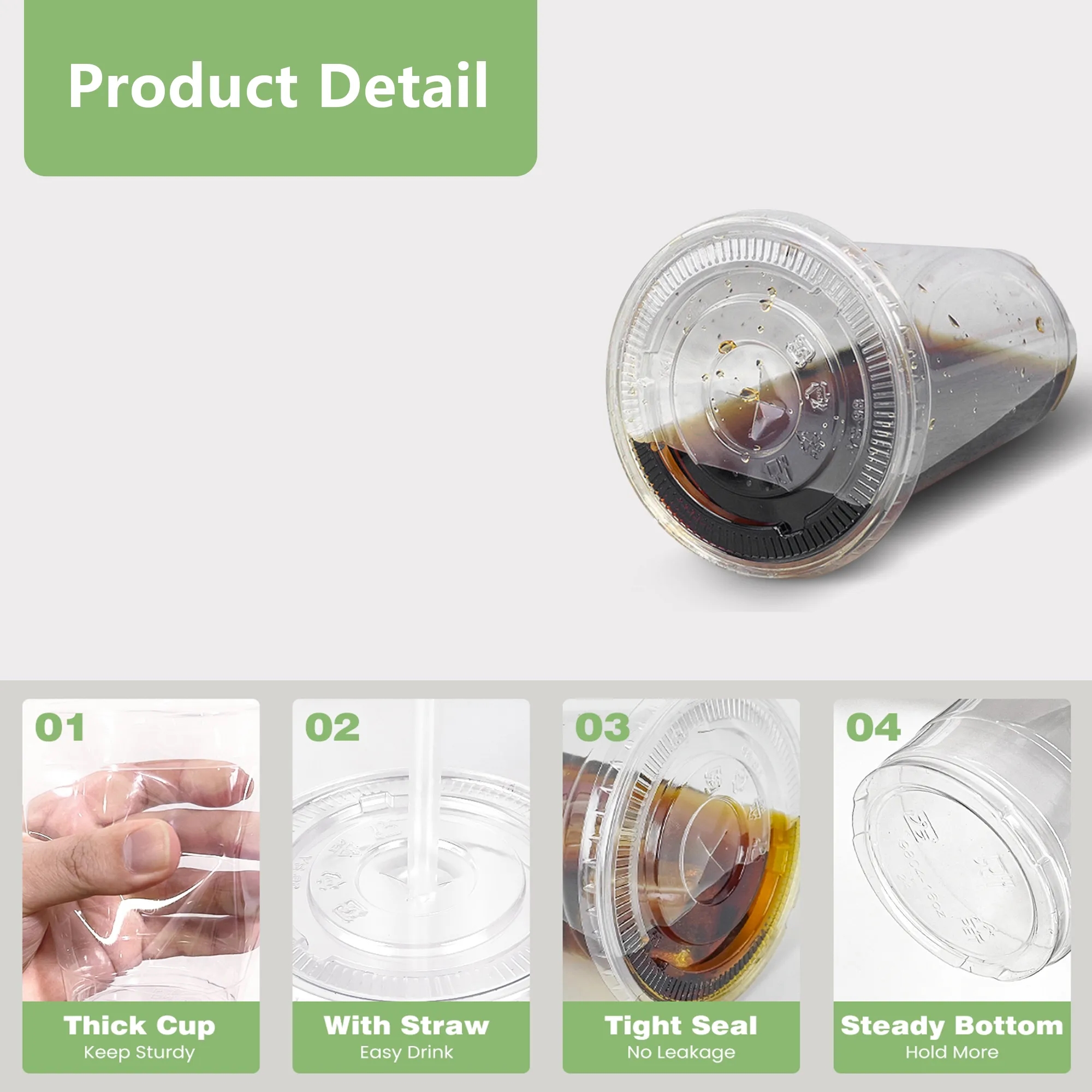 20 Oz Disposable Plastic Cup With Straw And Lid 6