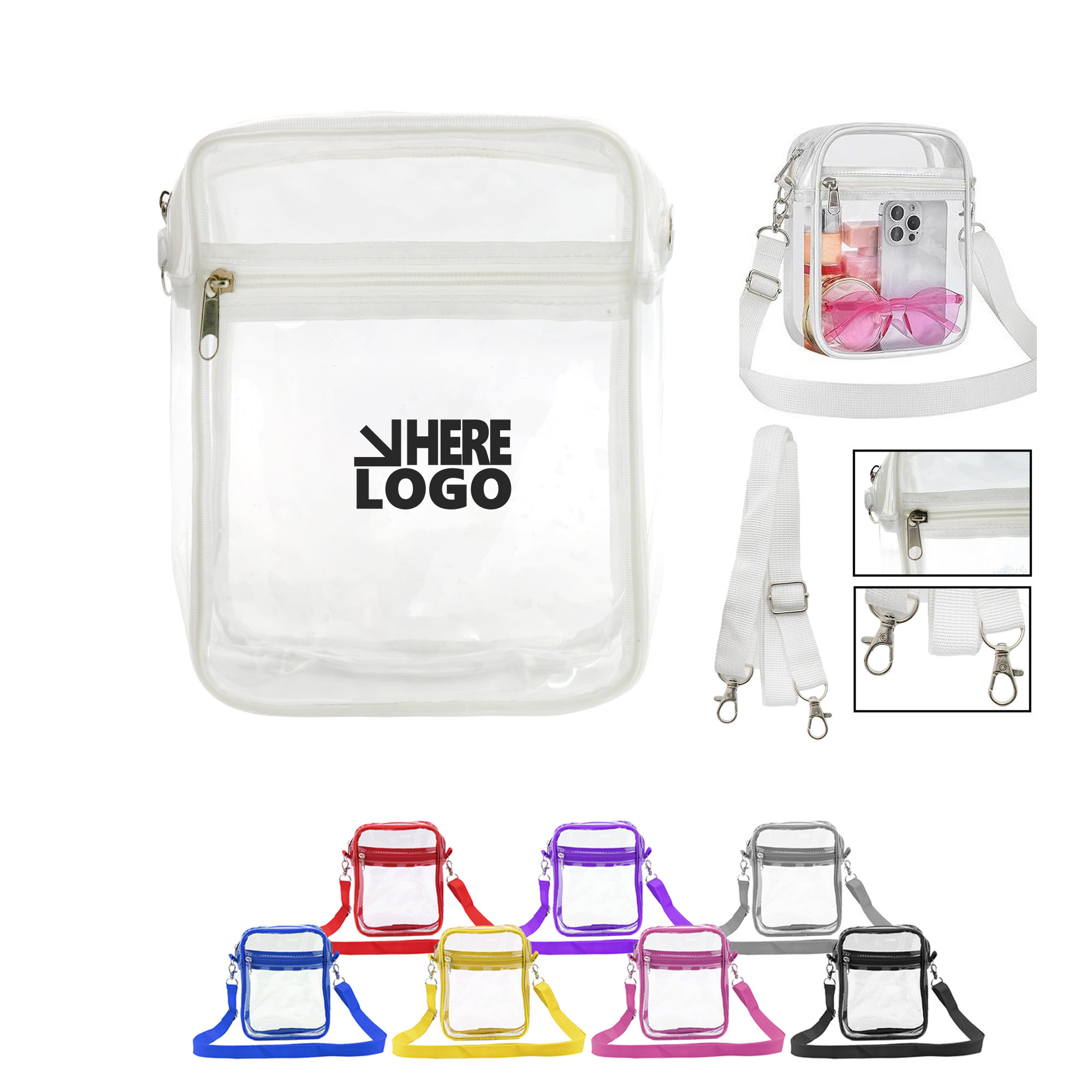 PVC Zipper Shoulder Bag With Strap 2