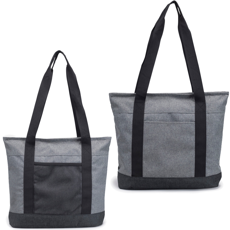 Heathered Zippered Polyester Tote Bag 2