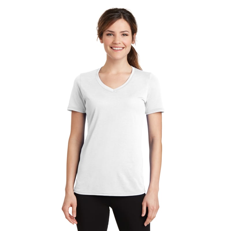 Port & Company Women's Performance Blend V-Neck Tee. 24